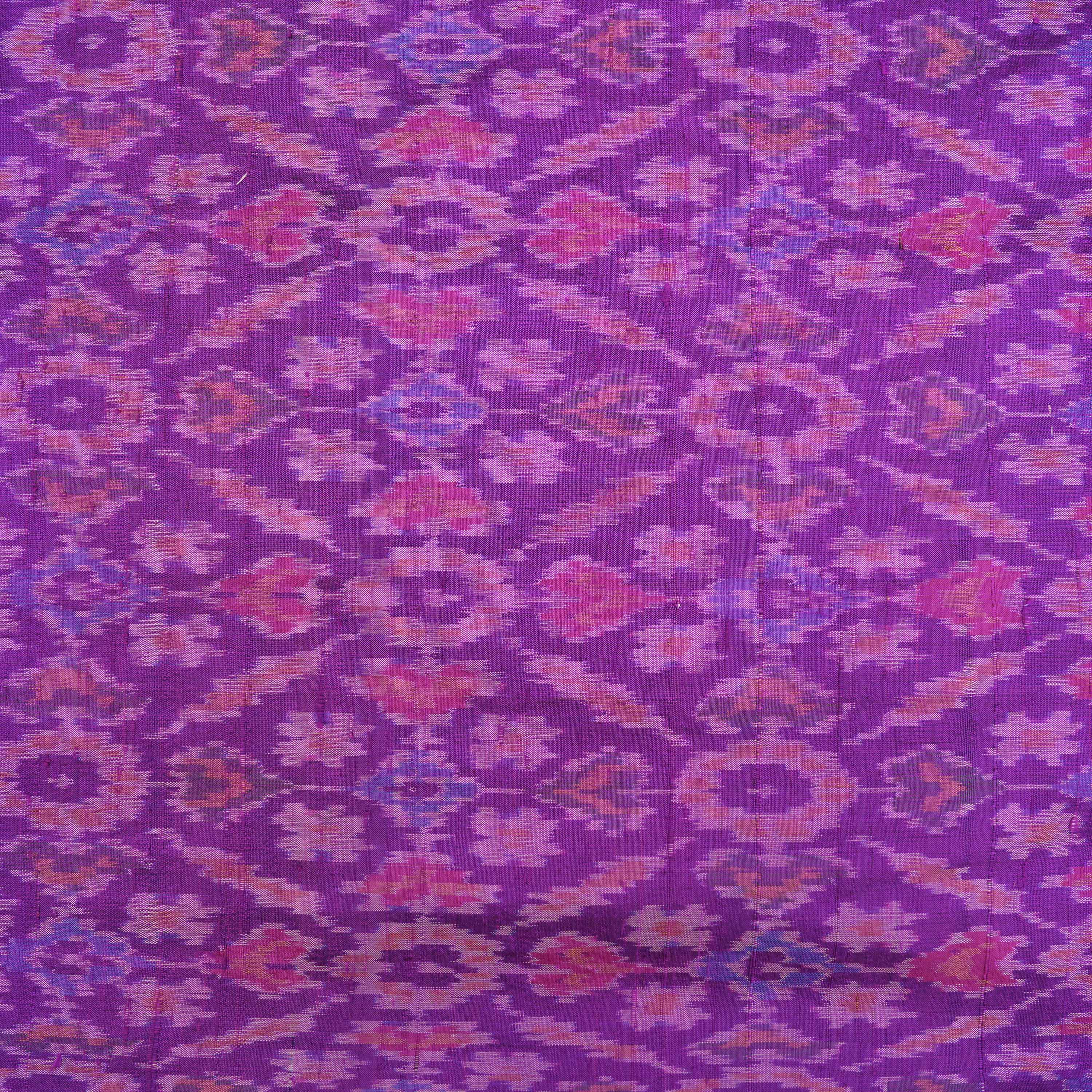 Purpureus Purple Patola Ikat Pattern Raw Silk Fabric
