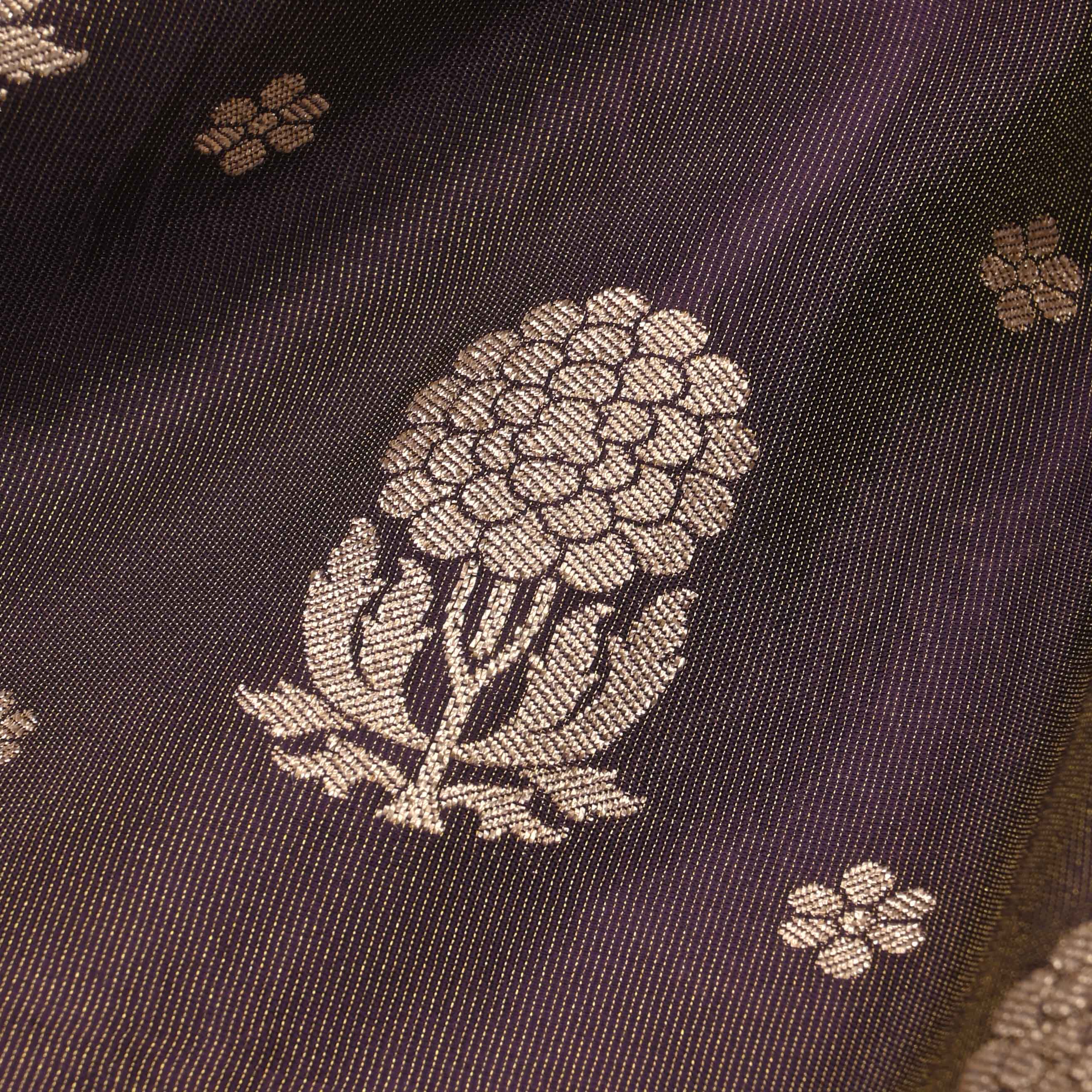 Navy Blue Tissue Fabric With Zari Weaving