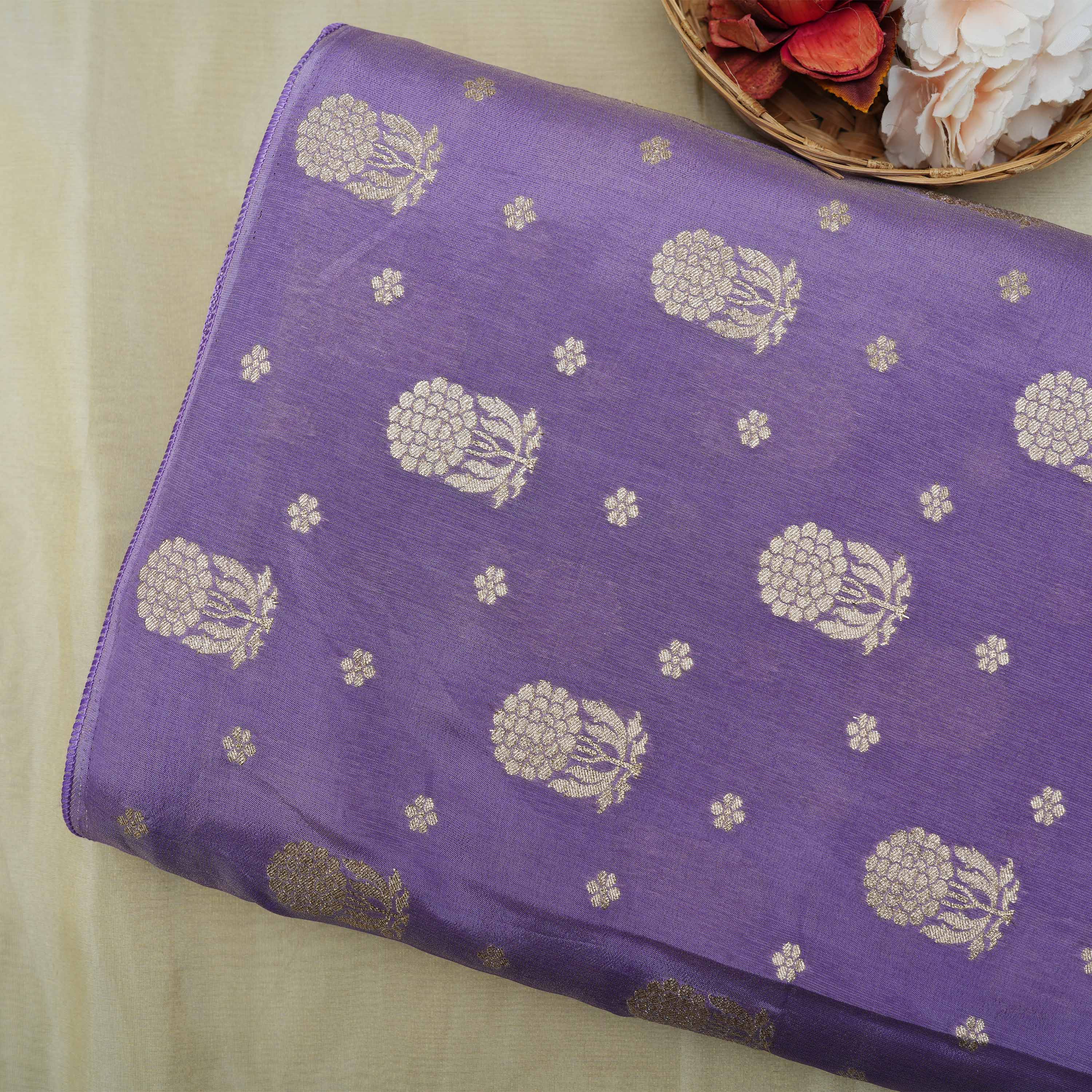 Purple Haze Intricate Floral Buttis Tissue Fabric