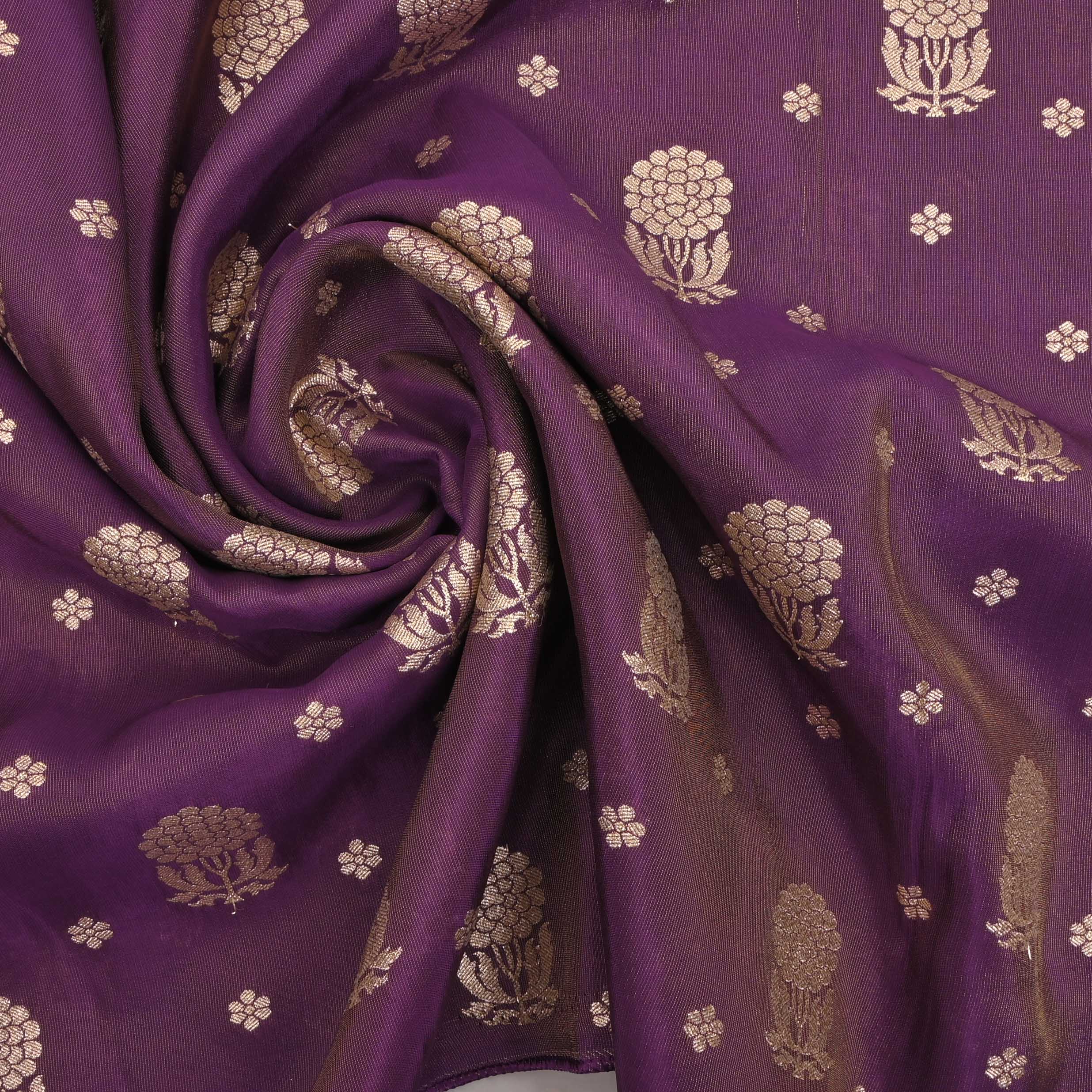 Byzantium Purple Tissue Fabric With Zari Weaving
