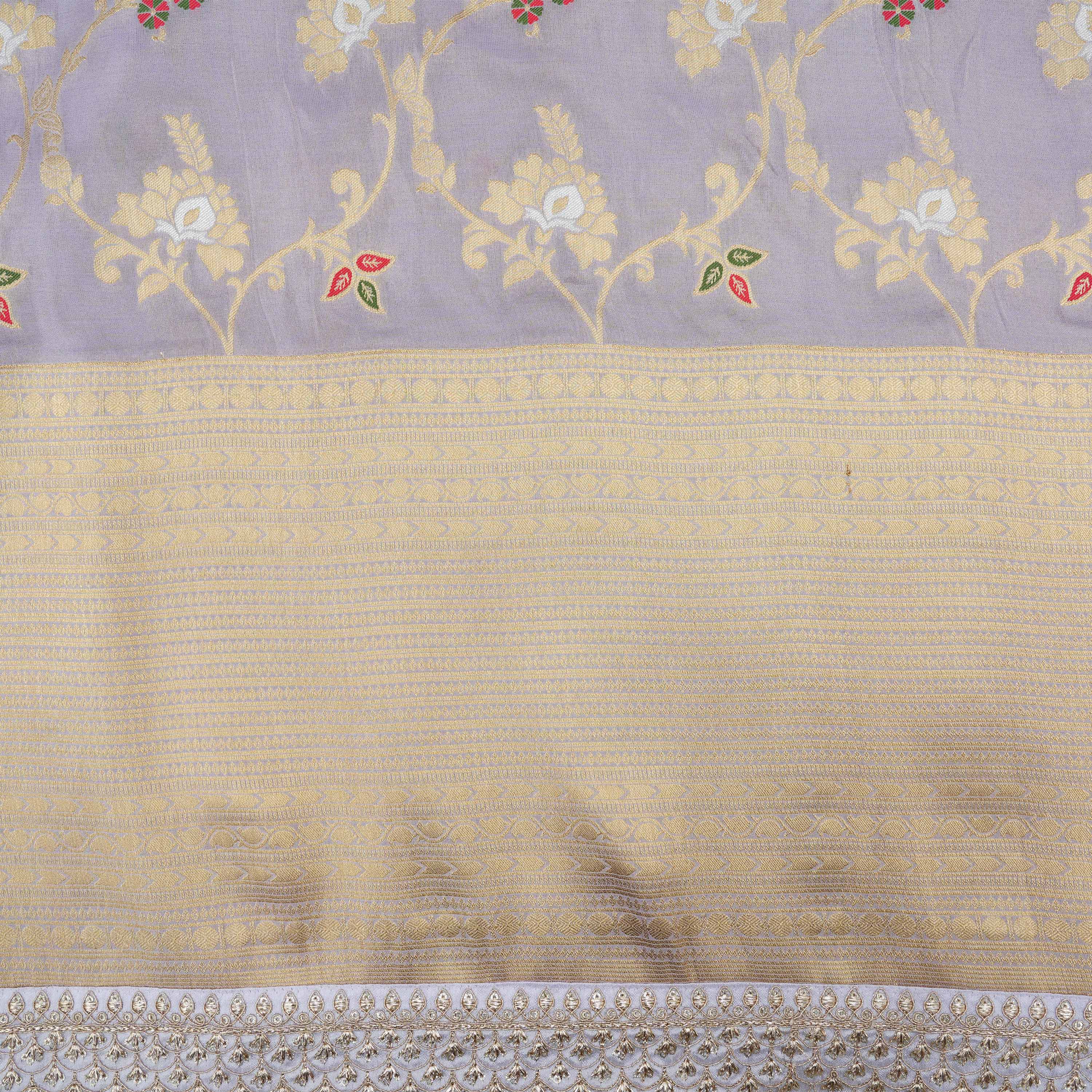 Pale Mauve Structured Floral Jaal Banarasi Tissue Fabric