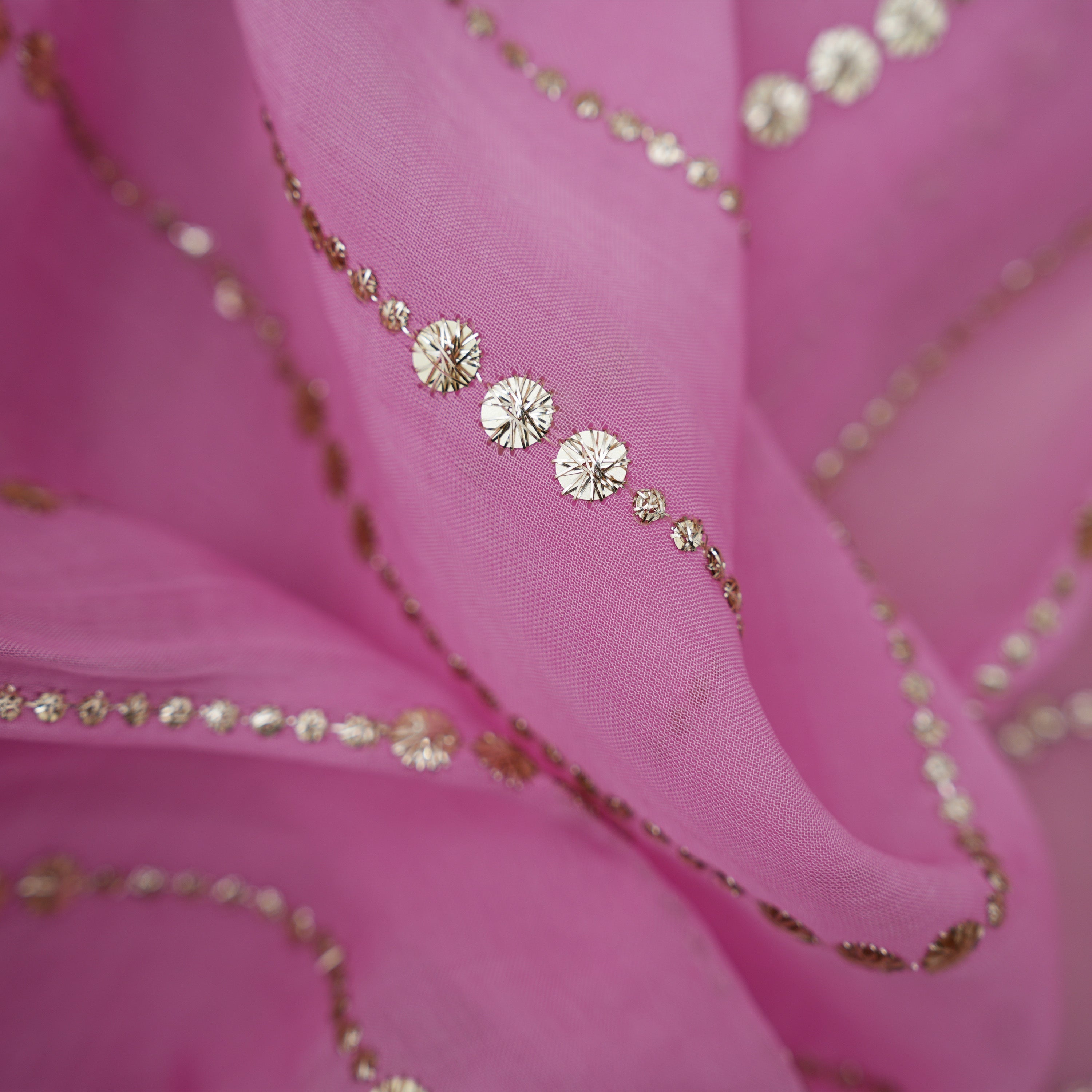 Turkish Rose Zari Embroidered Organza Fabric