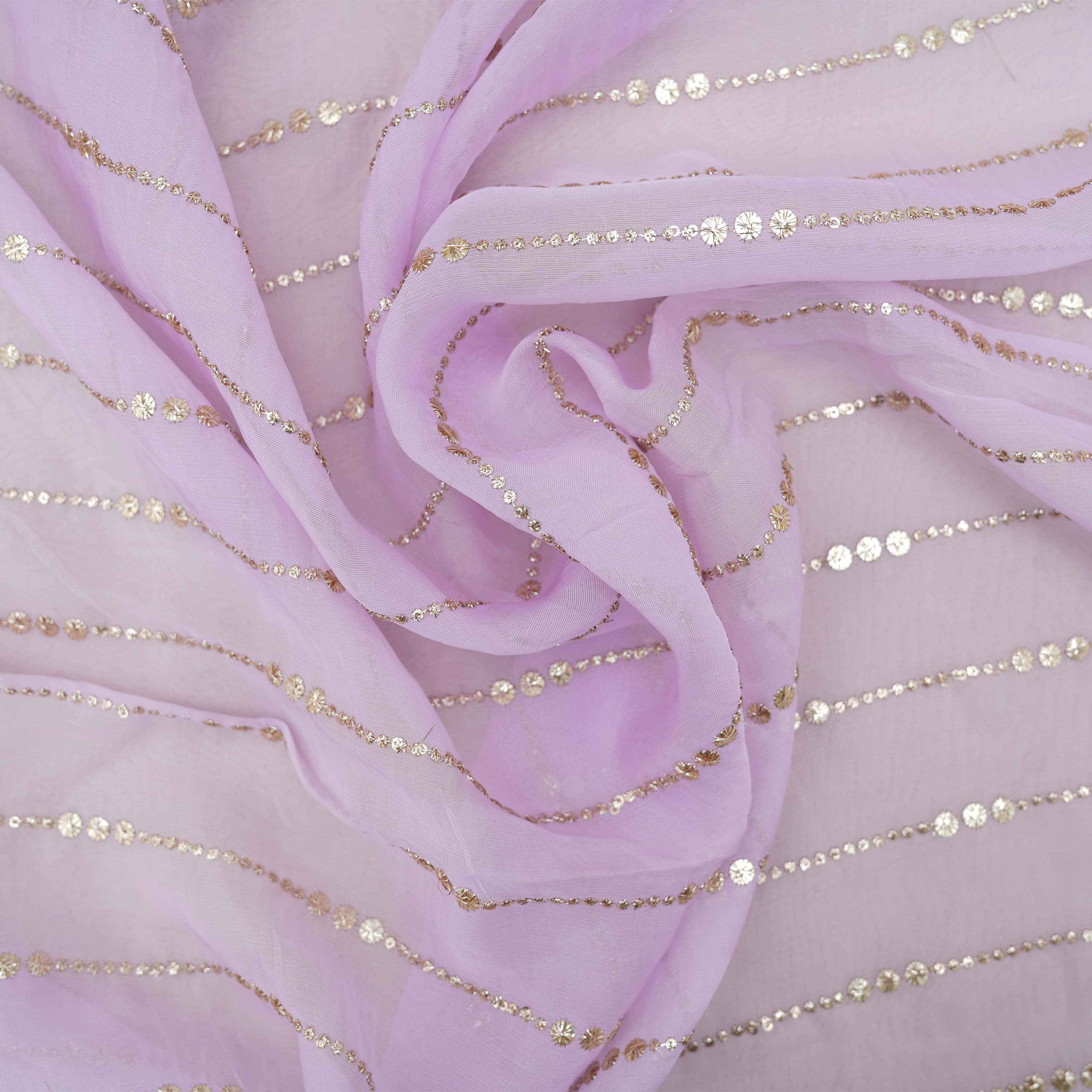 Nobel Purple Mirror Zari Embroidered Organza Fabric