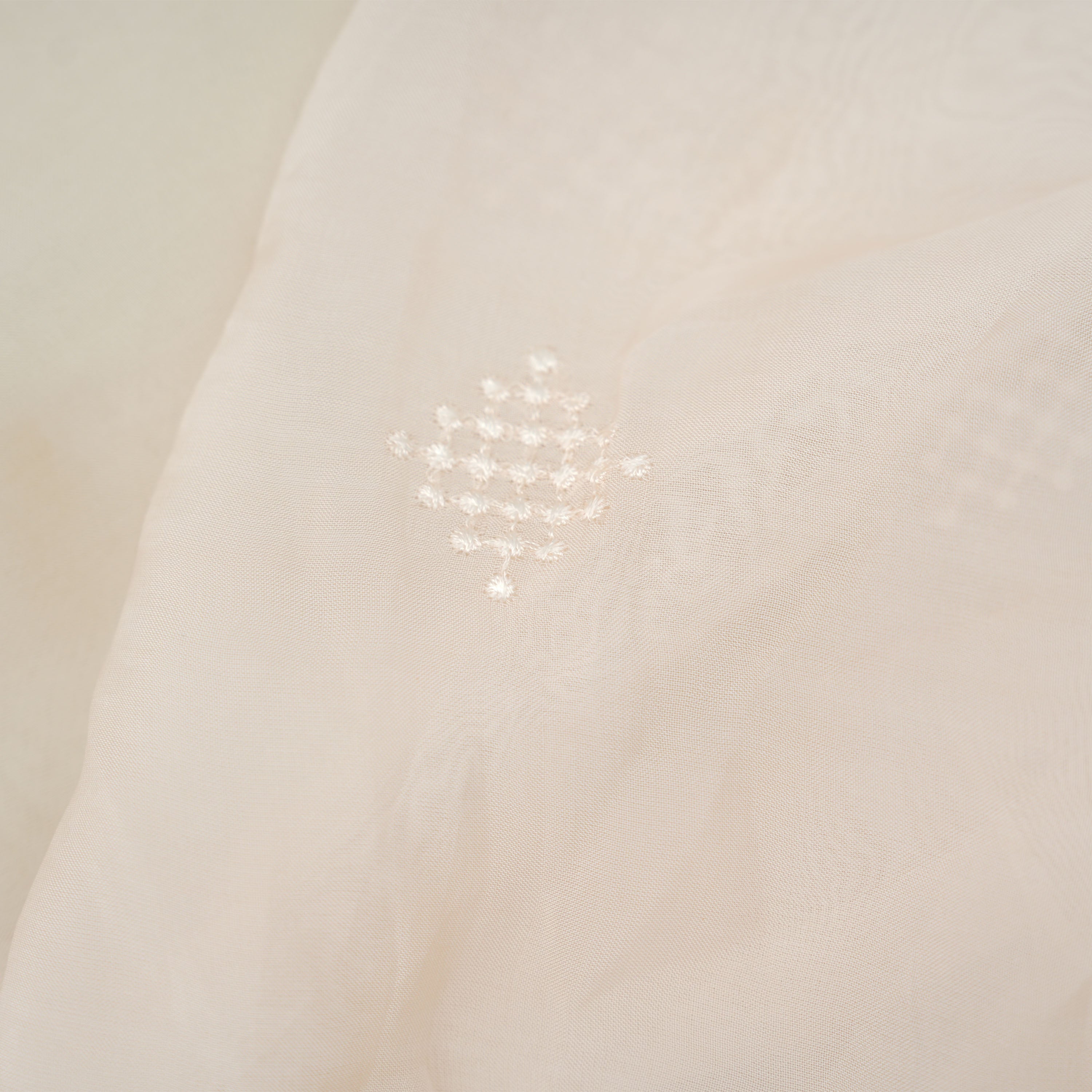 Dust Storm Pink Floral Threadwork Embroidered Organza Fabric