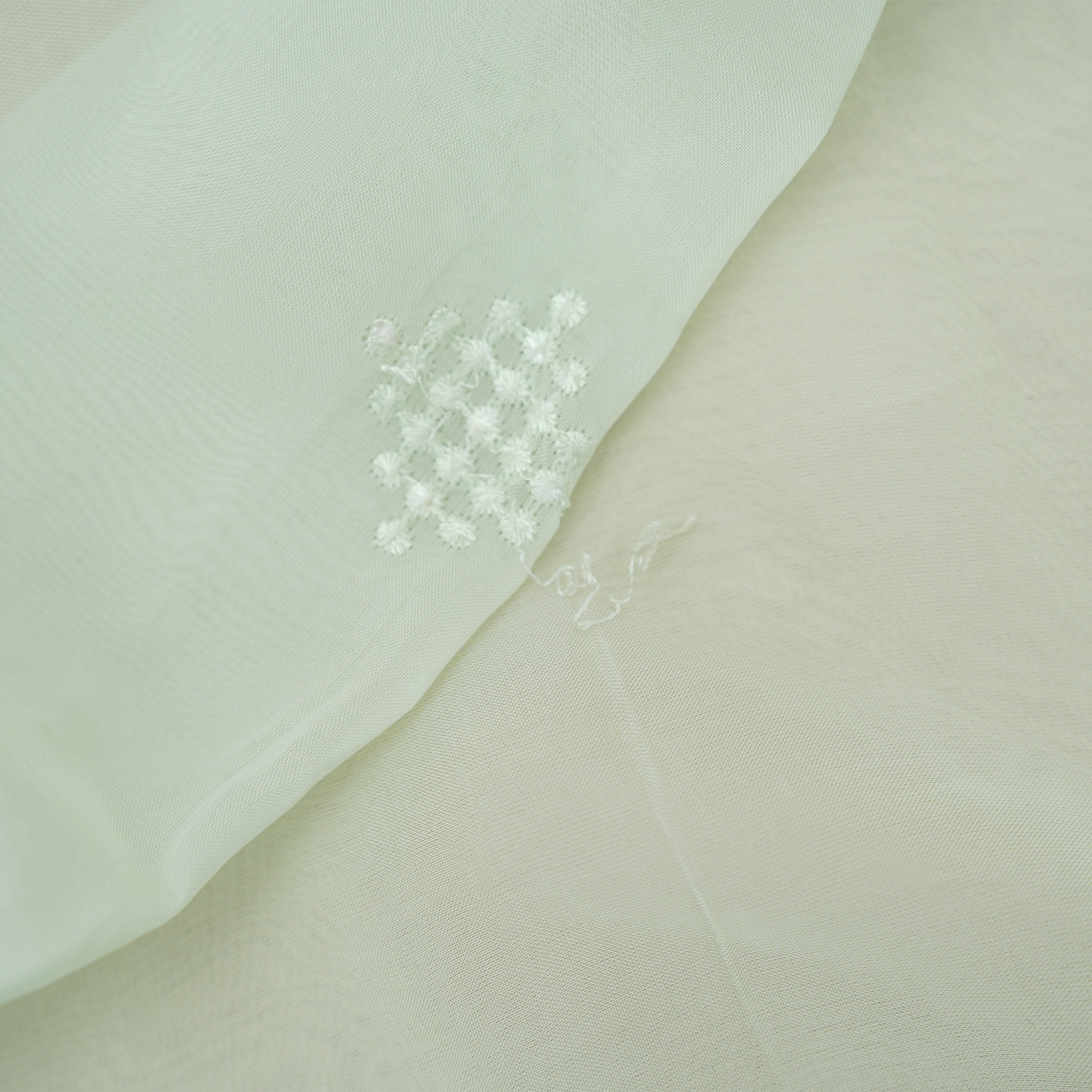 Periglacial Blue Floral Threadwork Embroidered Organza Fabric