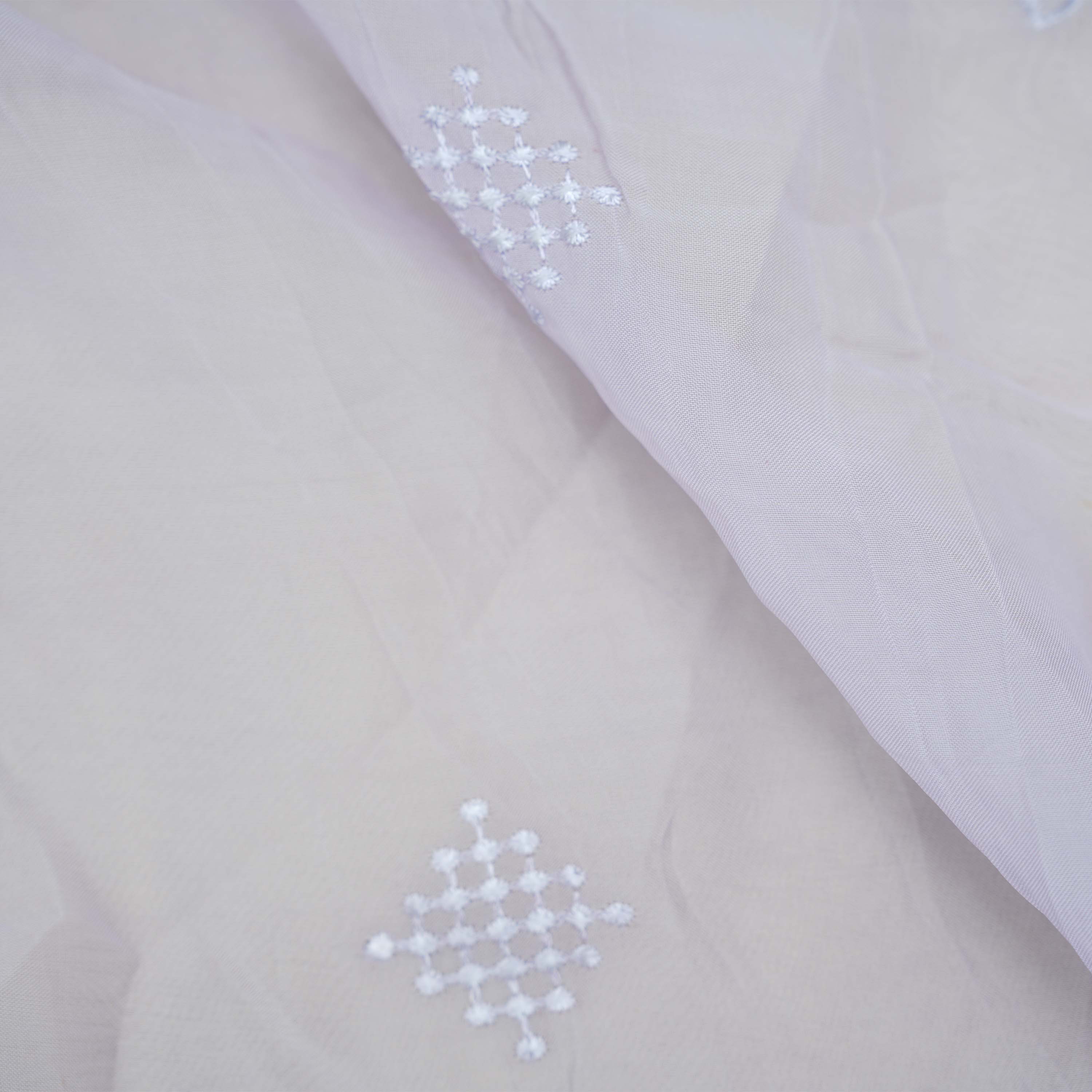 Wisteria Purple Floral Threadwork Embroidered Organza Fabric