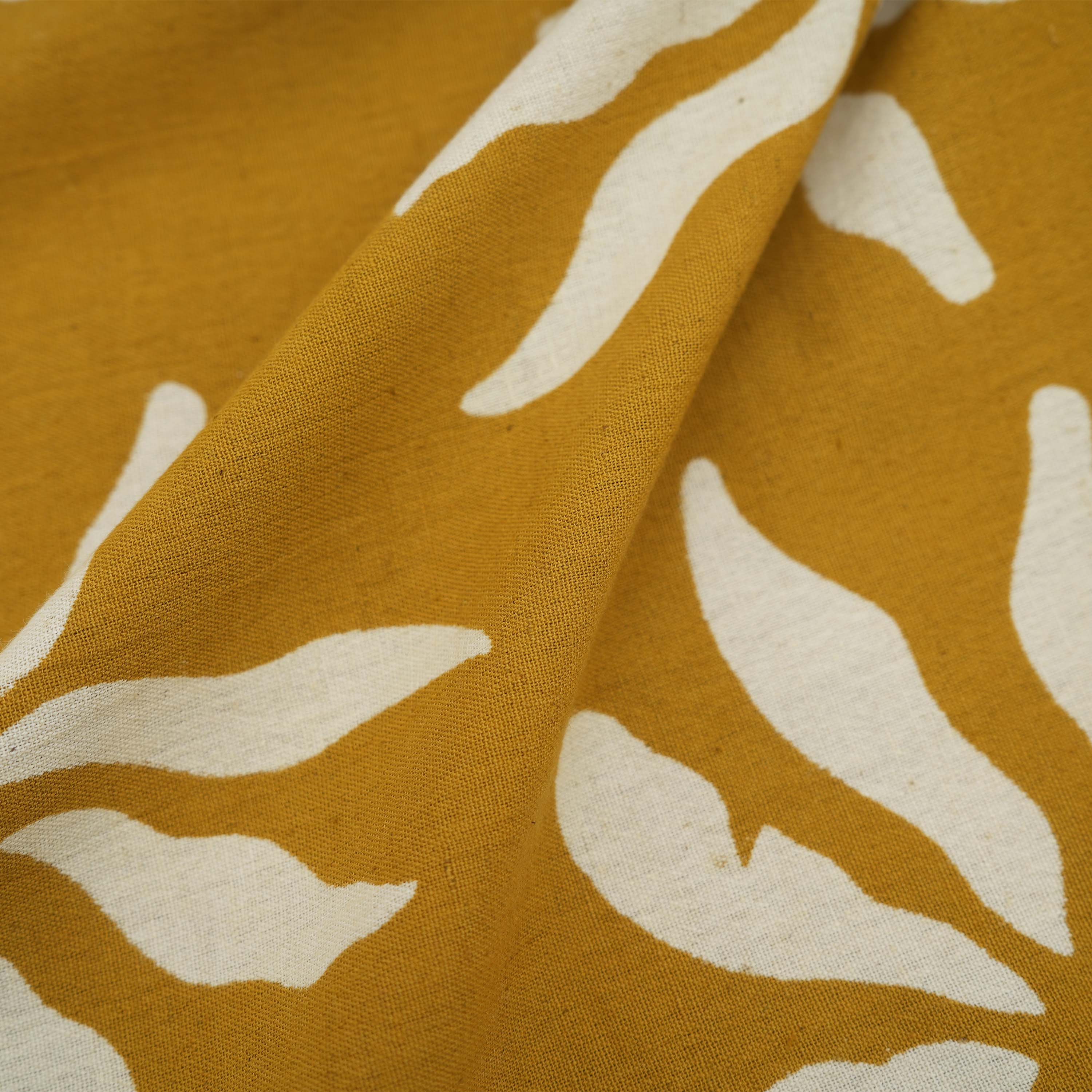 Golden Brown Floral Printed Cotton Fabric