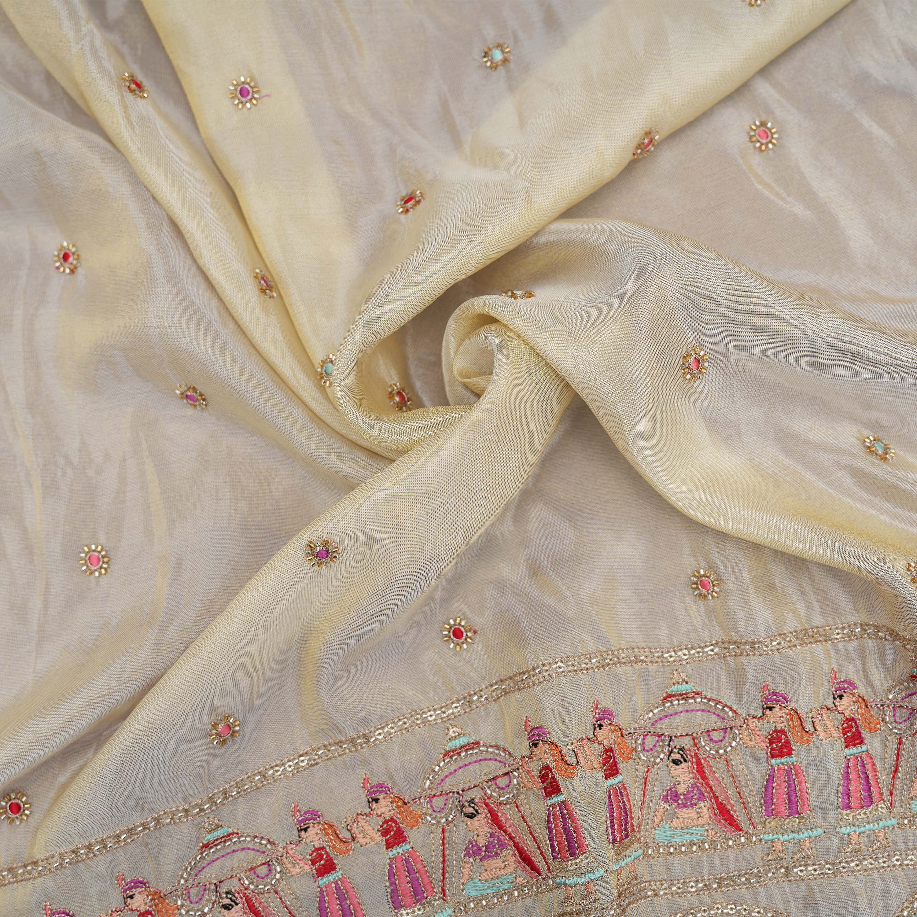 Smoked White Bridal Embroidery On Tissue Fabric