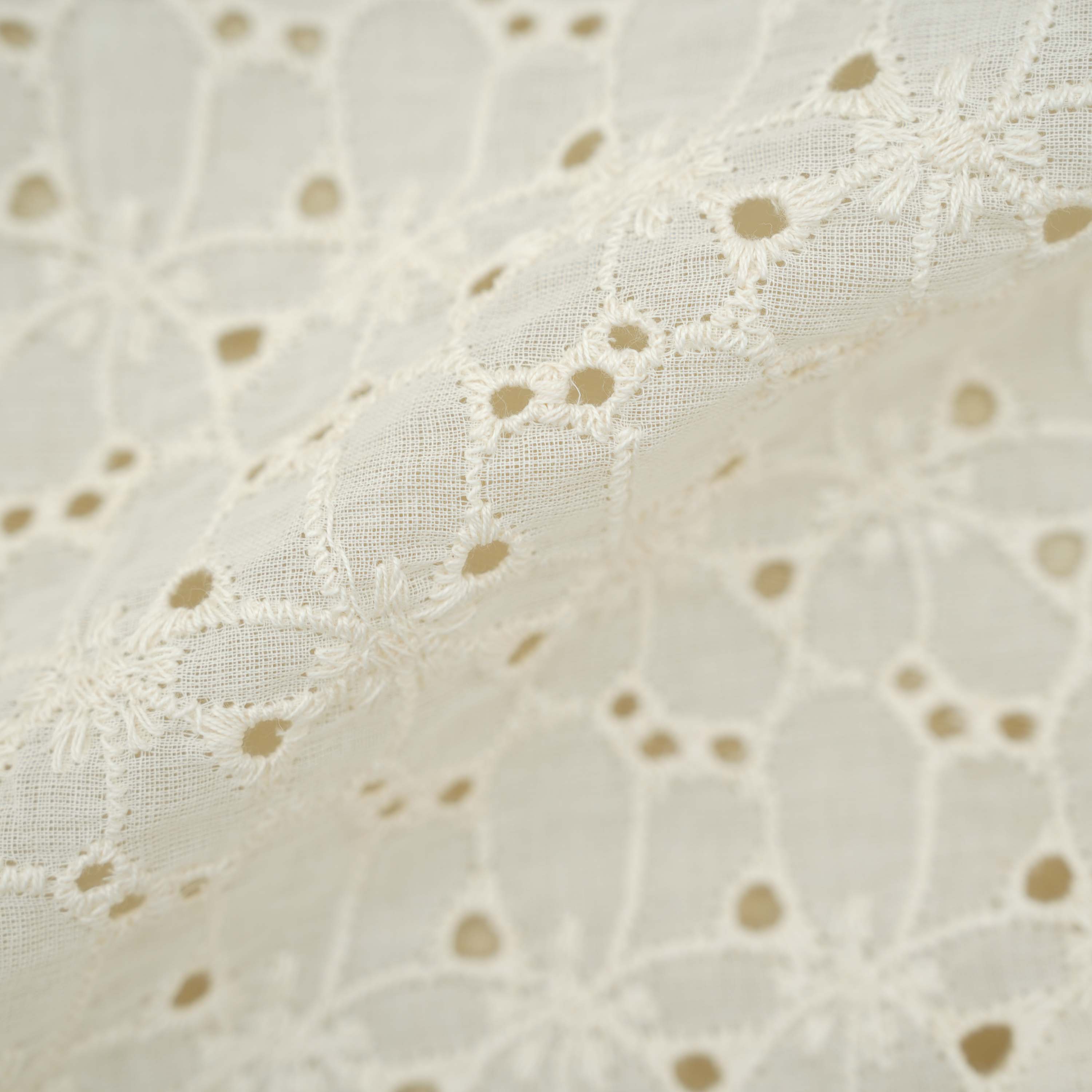 Rock White Pattern Threadwork Chanderi Fabric