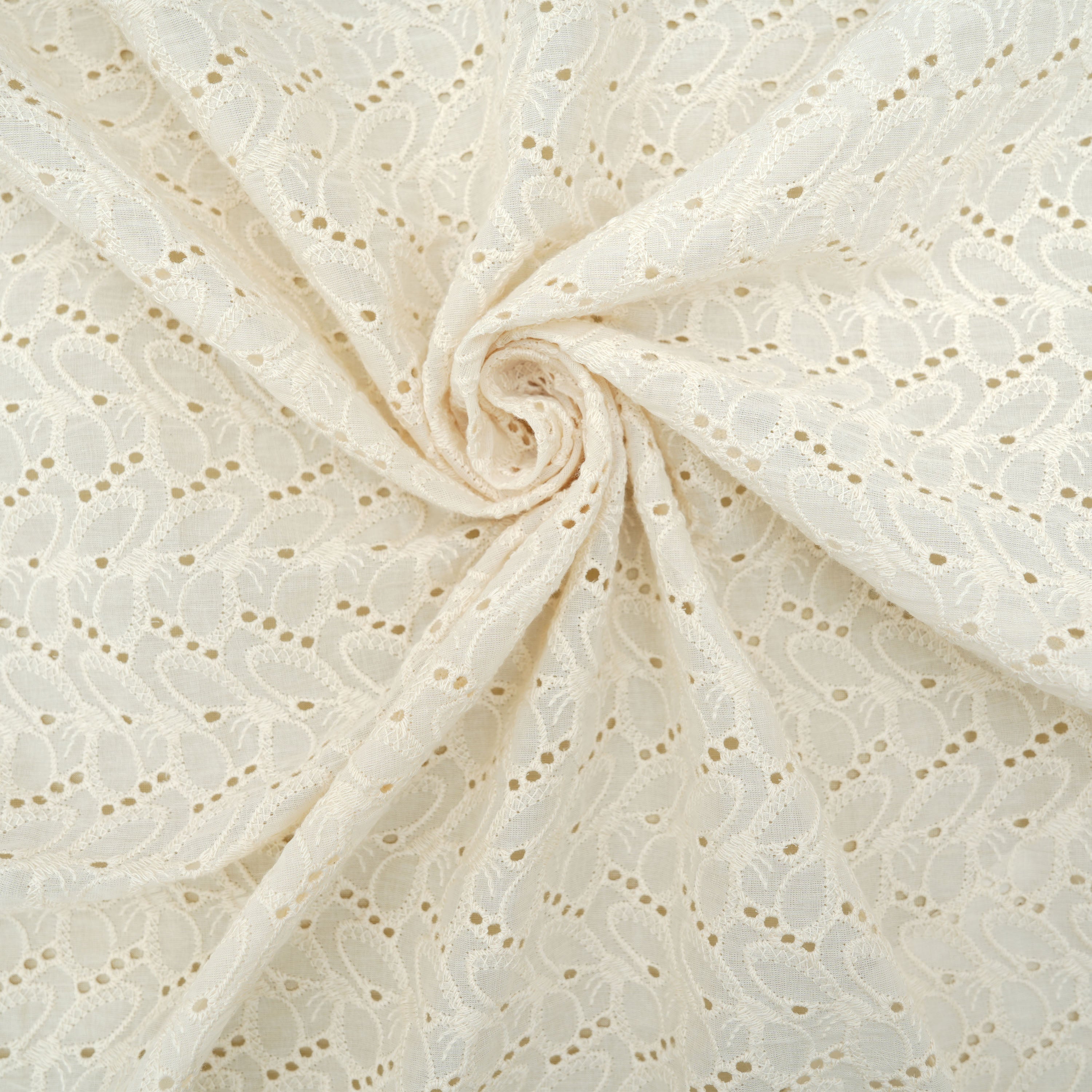 Pearl Bush White Pattern Thread Work Chanderi Fabric