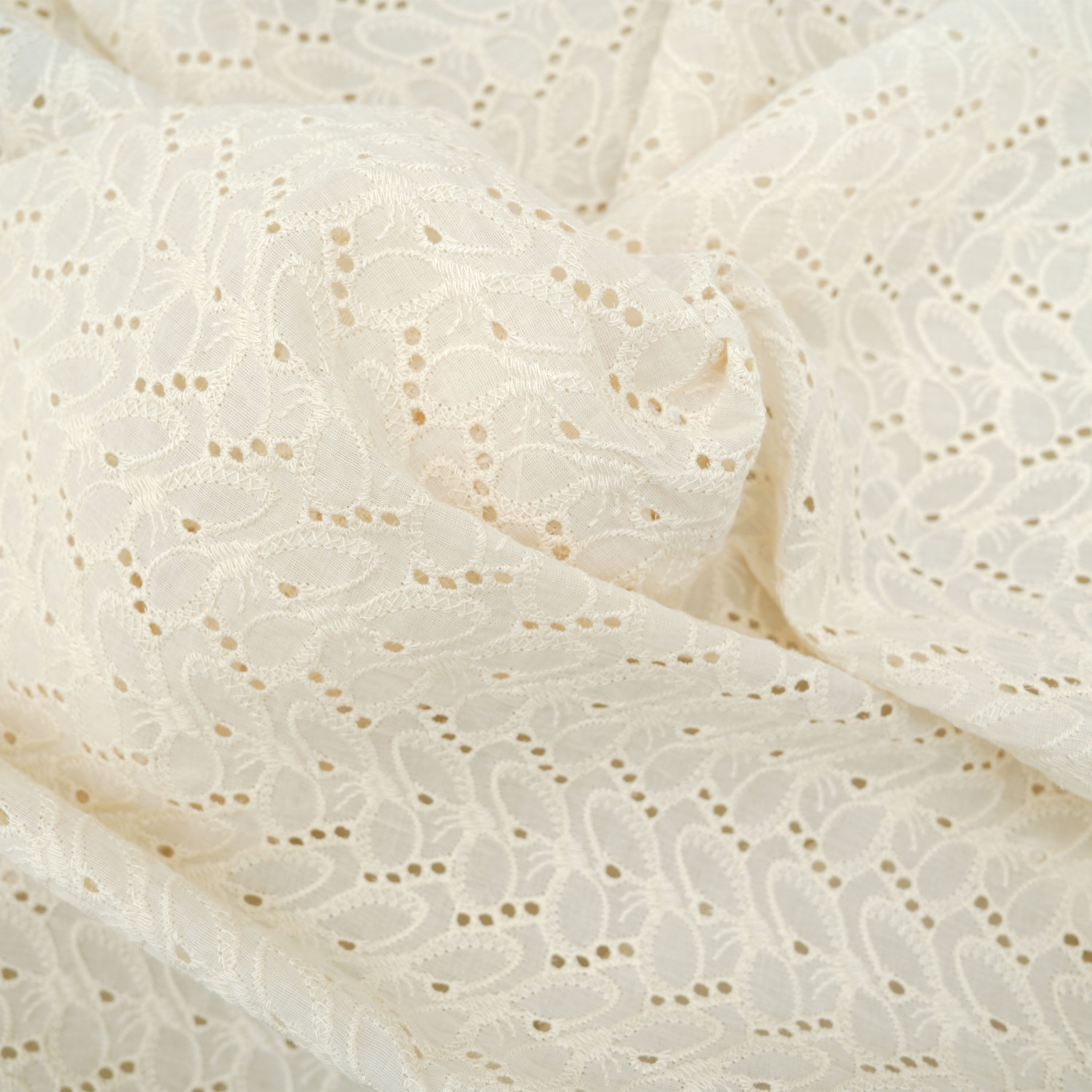Pearl Bush White Pattern Thread Work Chanderi Fabric