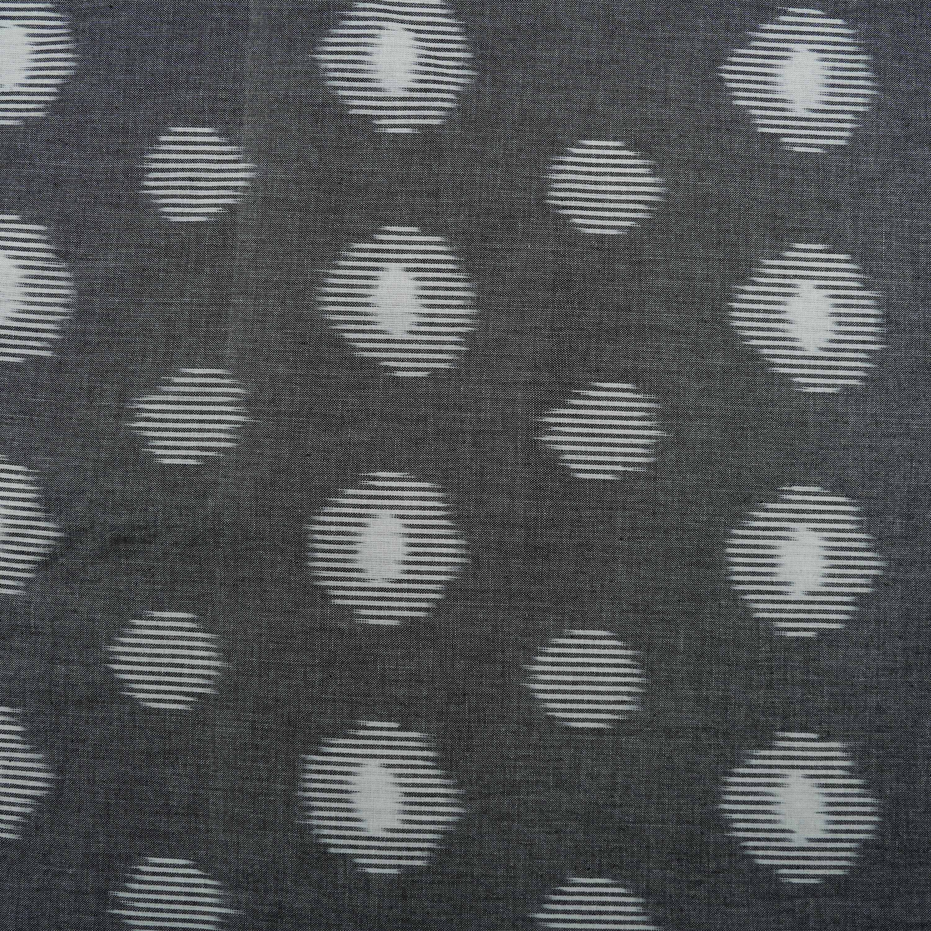 Smokey Gray Geometrical Ikat Pattern Cotton Fabric