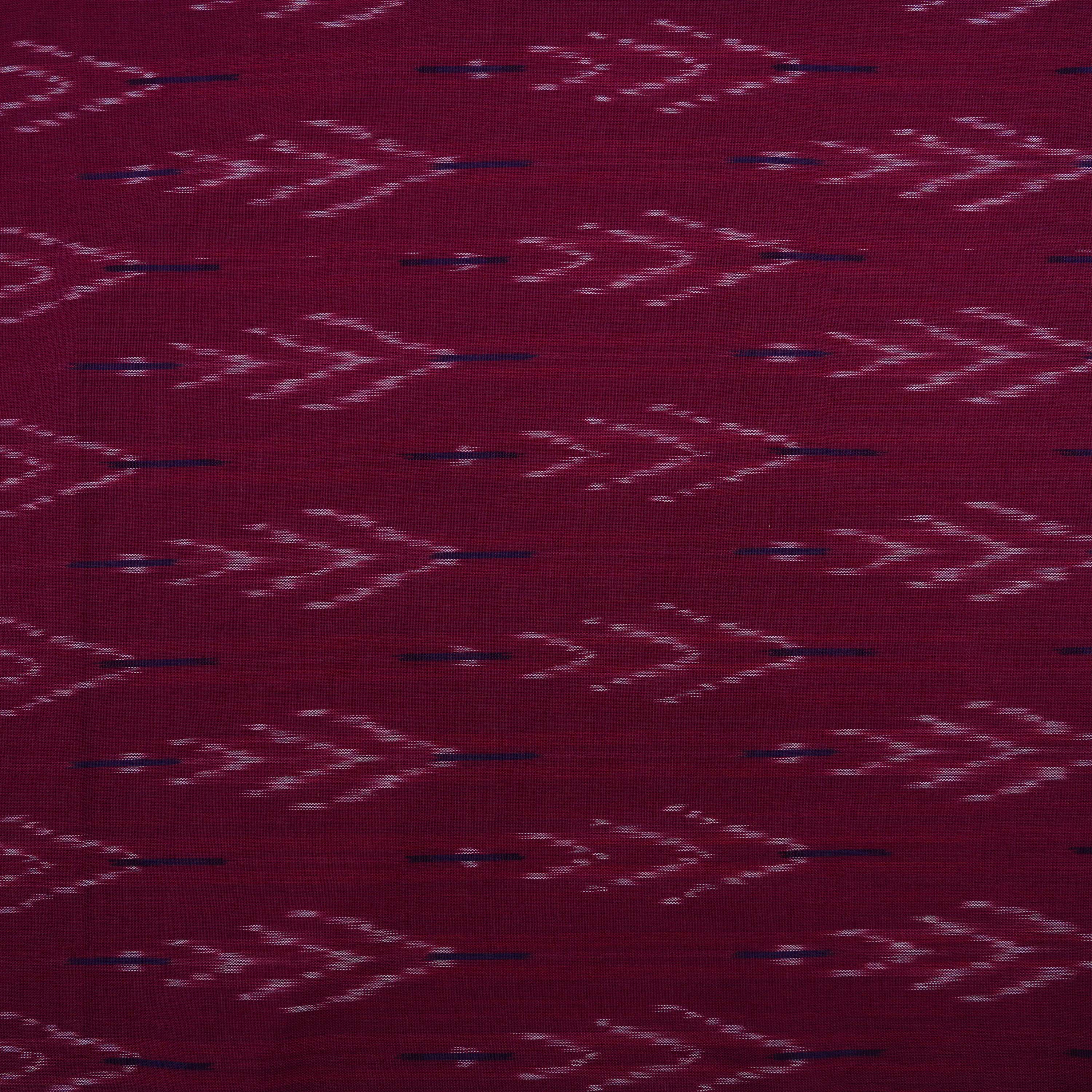 Dark Scarlet Purple Geometric Ikat Printed Cotton Fabric
