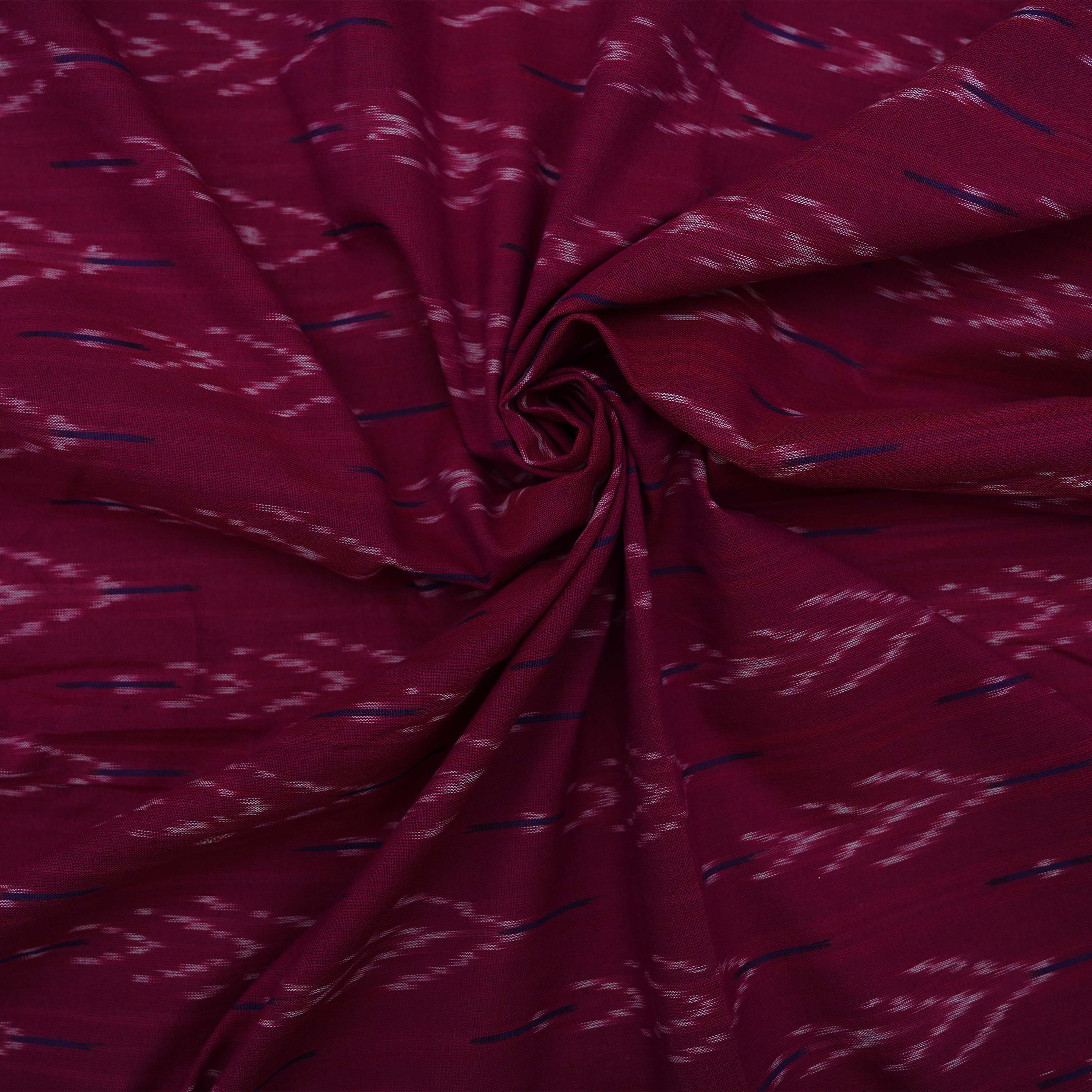 Dark Scarlet Purple Geometric Ikat Printed Cotton Fabric