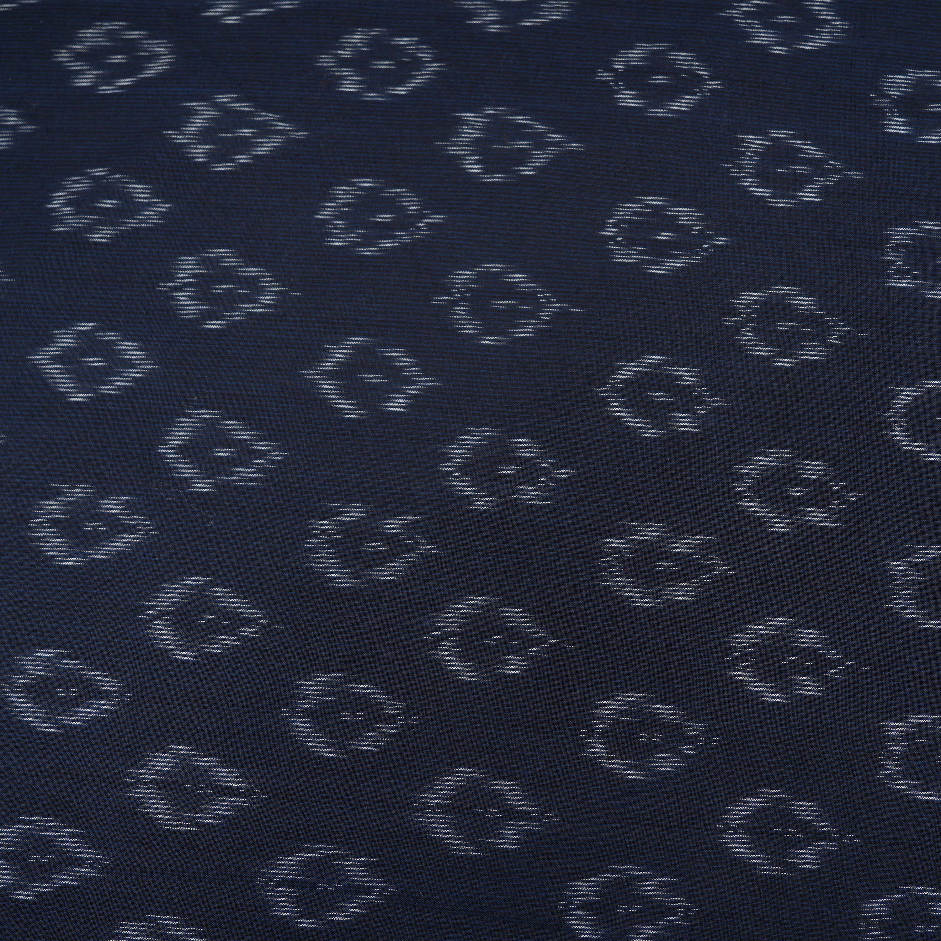 Black Grey Ikkat Geometrical Pattern Cotton Fabric