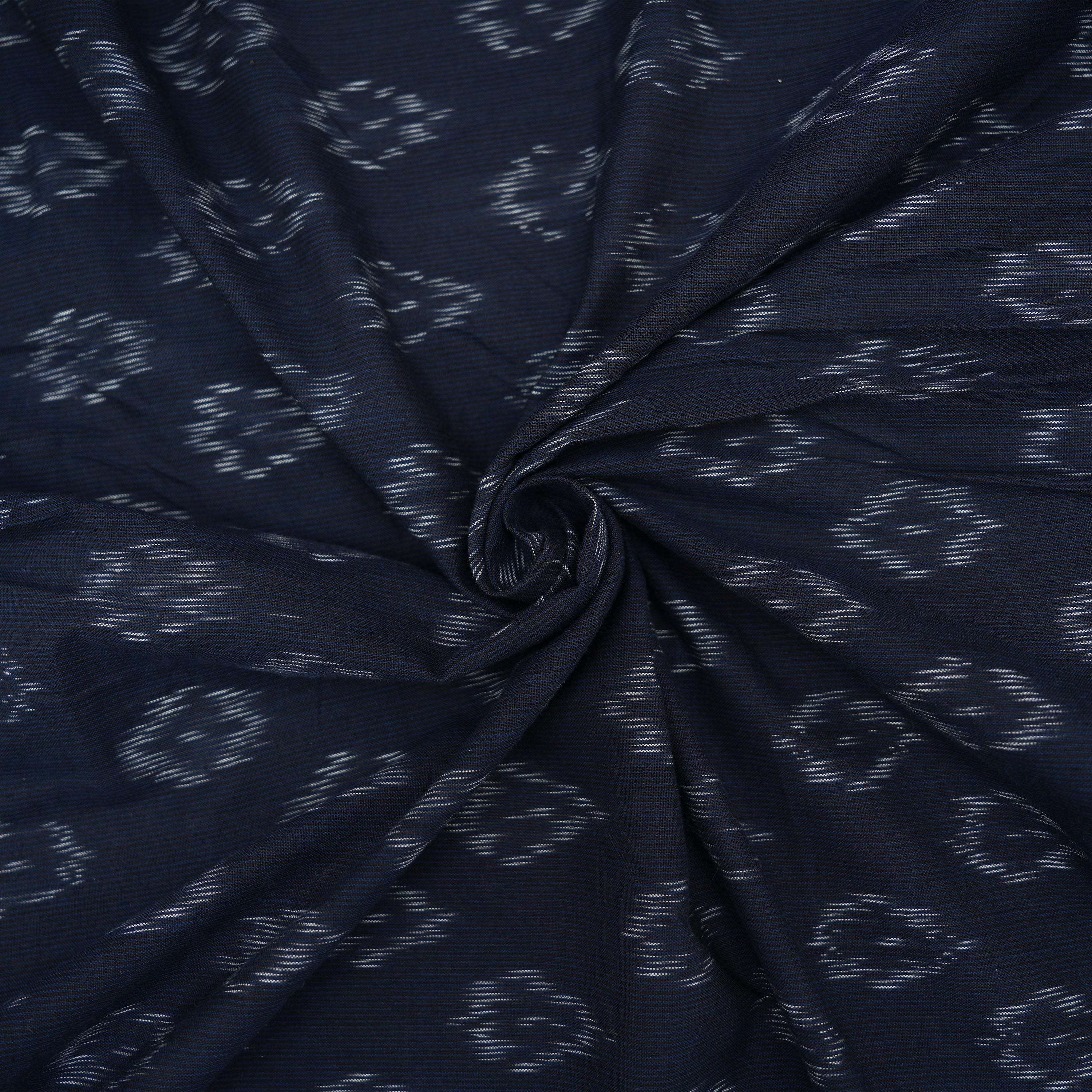 Black Grey Ikkat Geometrical Pattern Cotton Fabric