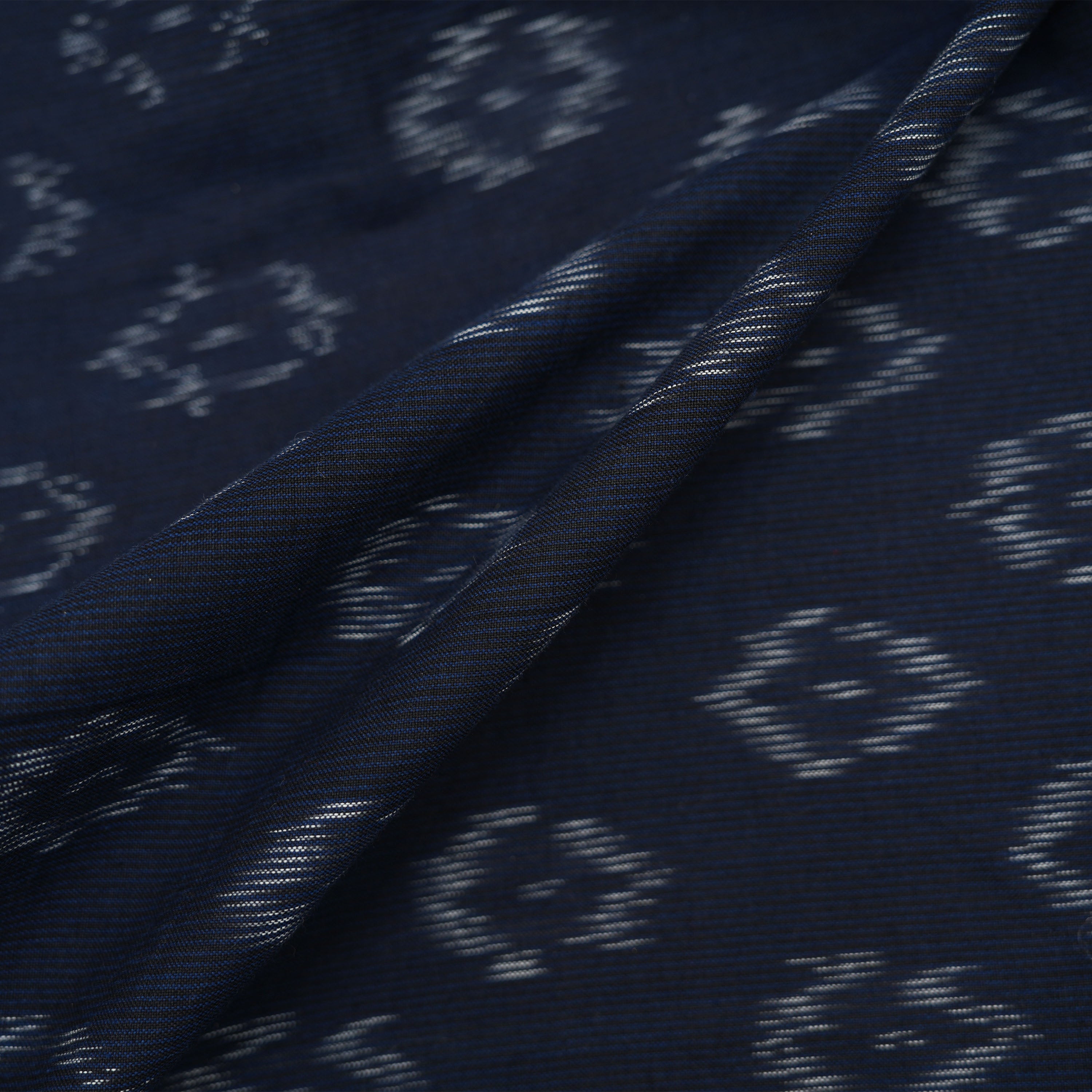 Black Grey Ikkat Geometrical Pattern Cotton Fabric