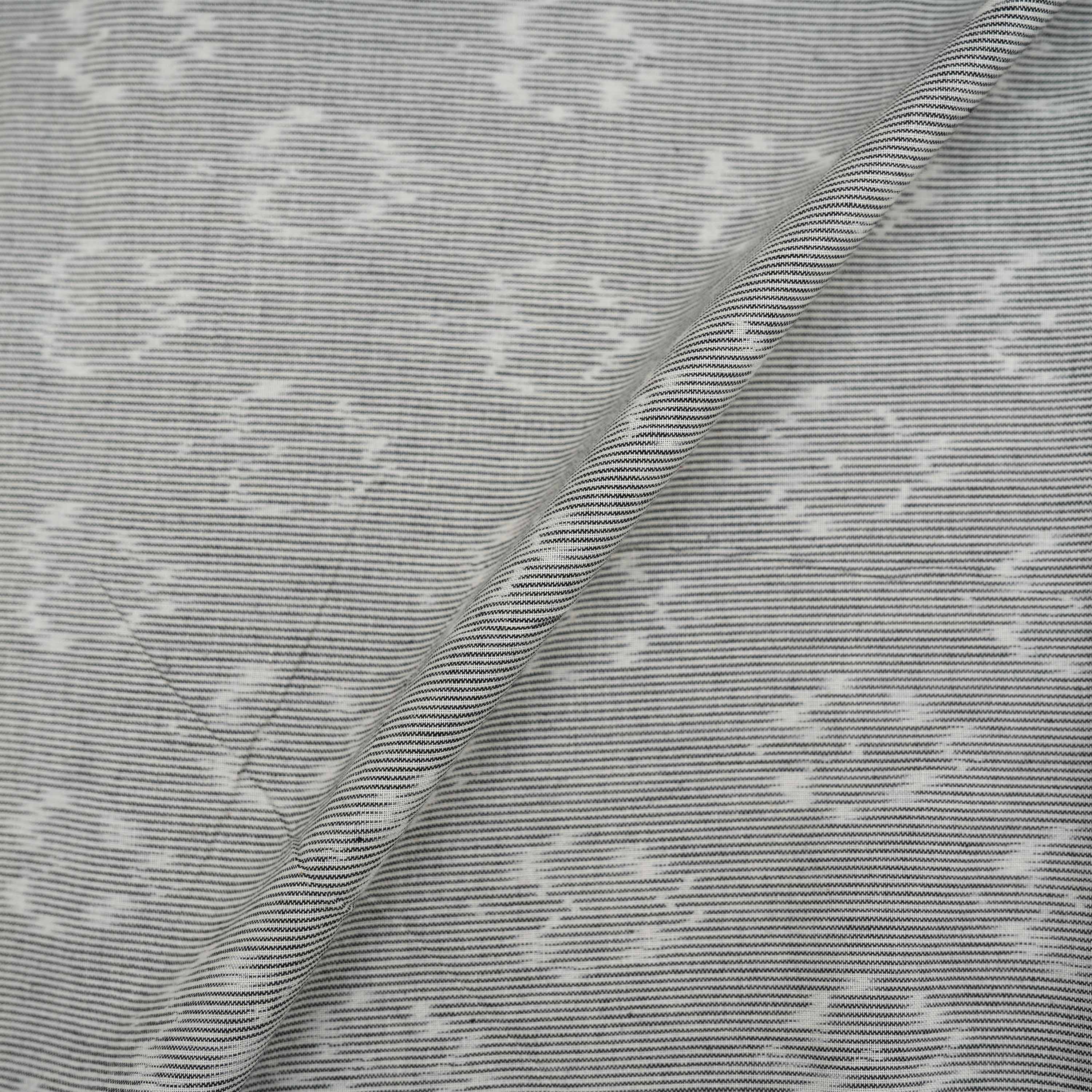 Ash Grey Ikkat Geometrical Pattern Cotton Fabric