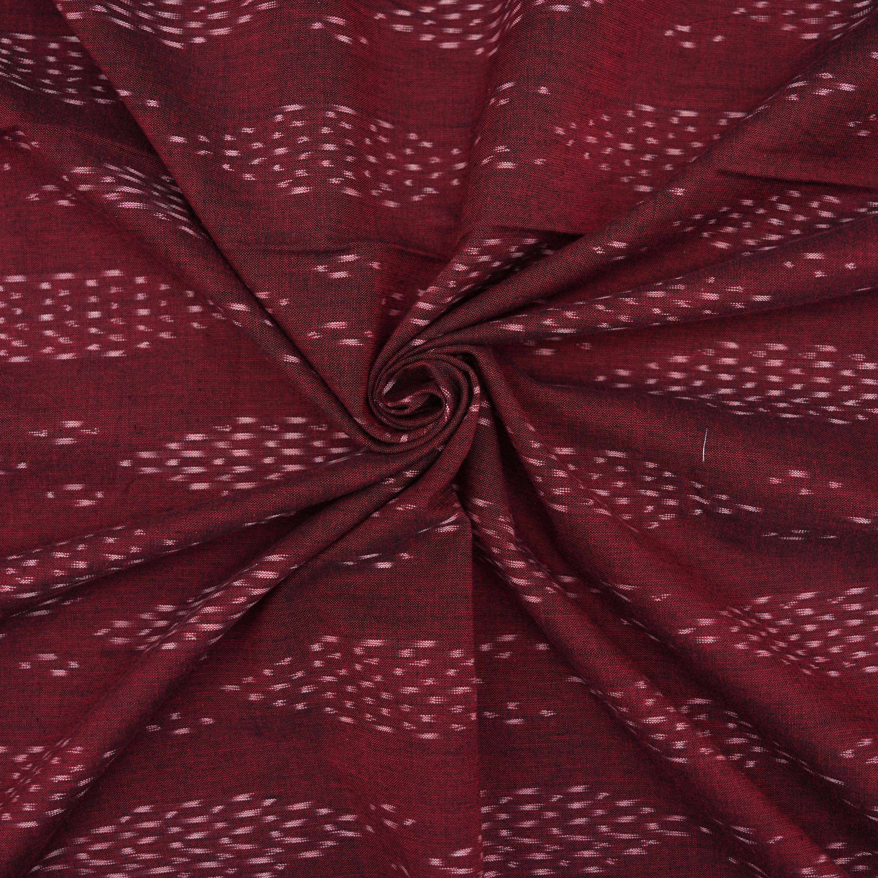 Wine Auburn Ikkat Diamond Pattern Cotton Fabric