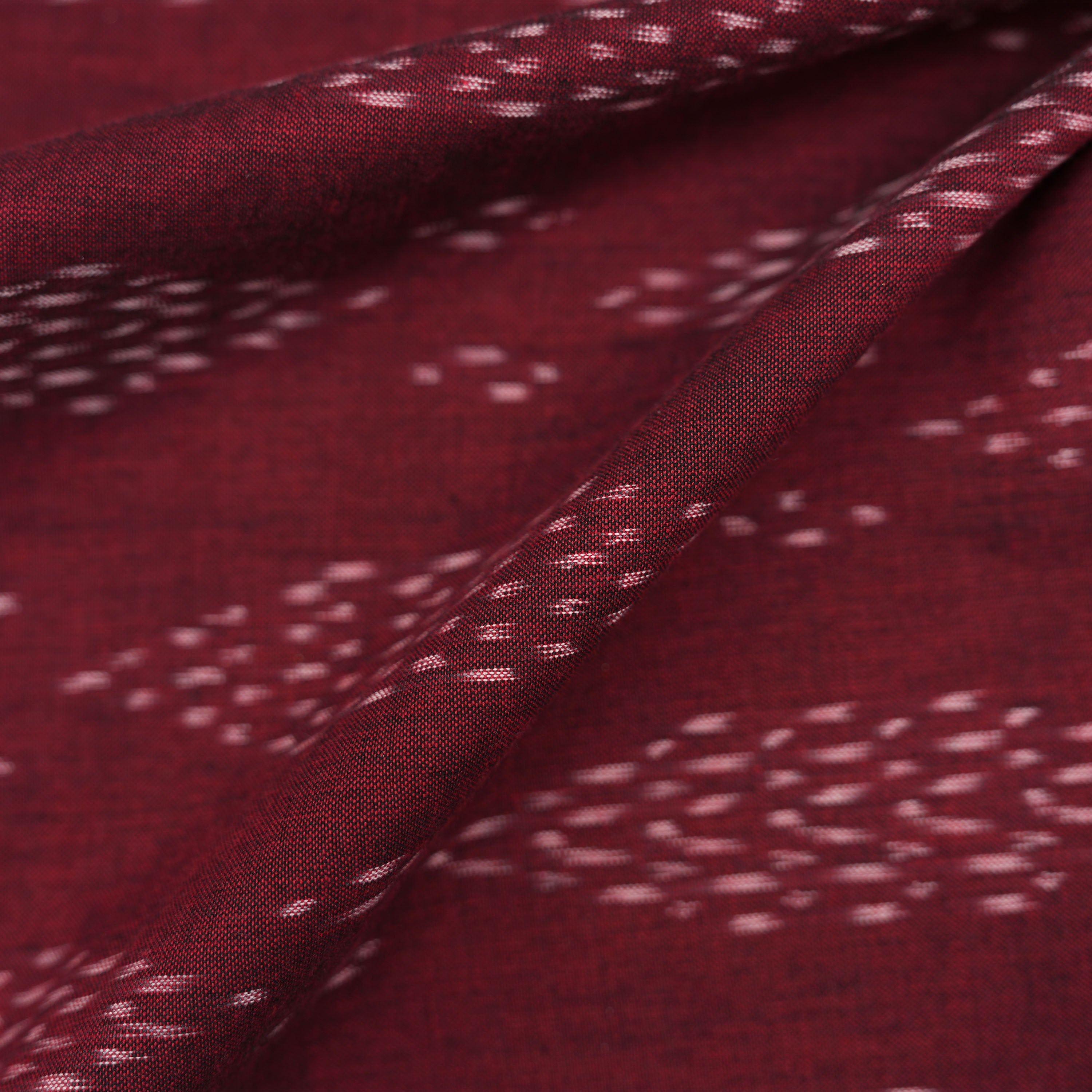 Wine Auburn Ikat Diamond Pattern Cotton Fabric
