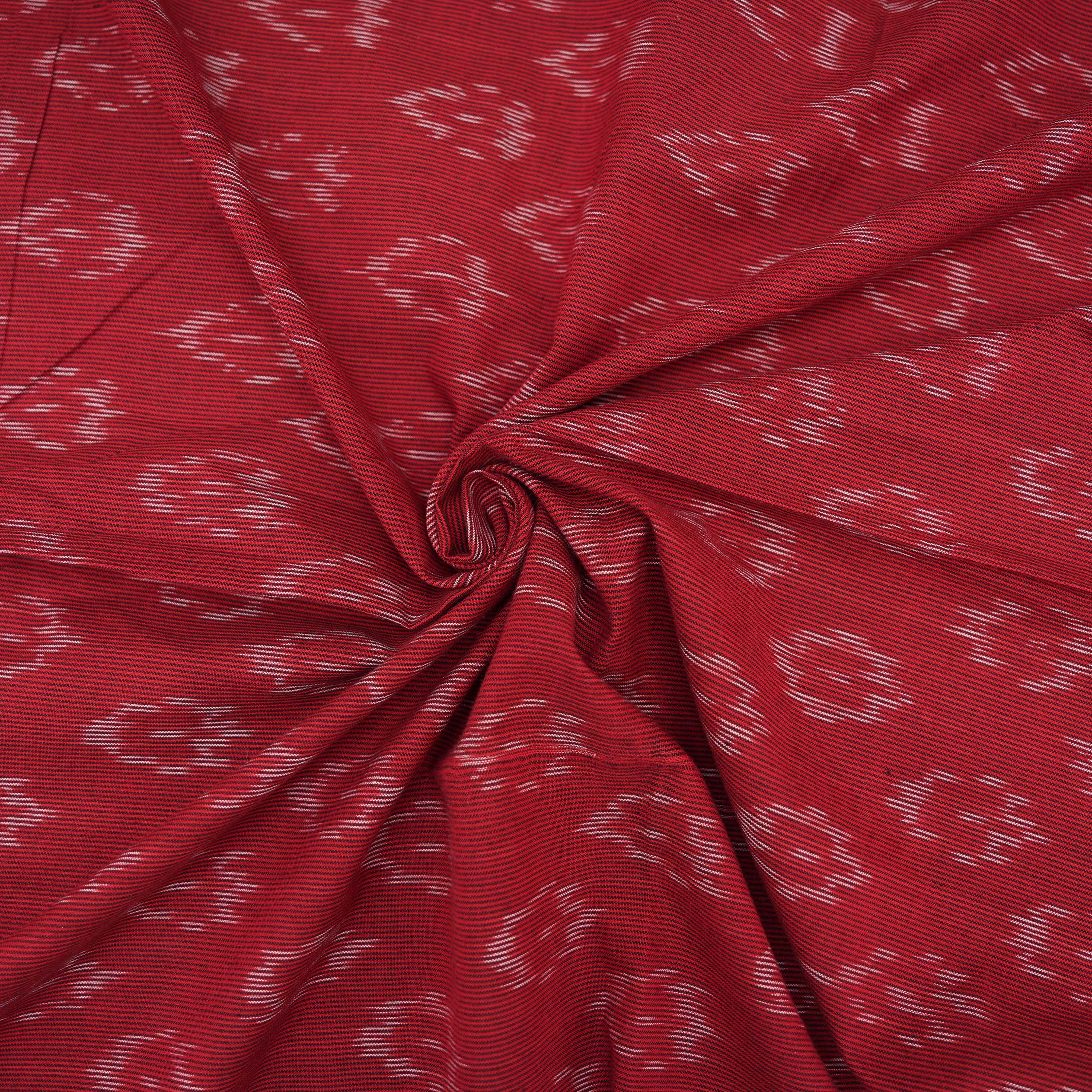 Red Brown Ikkat Diamond Pattern Cotton Fabric