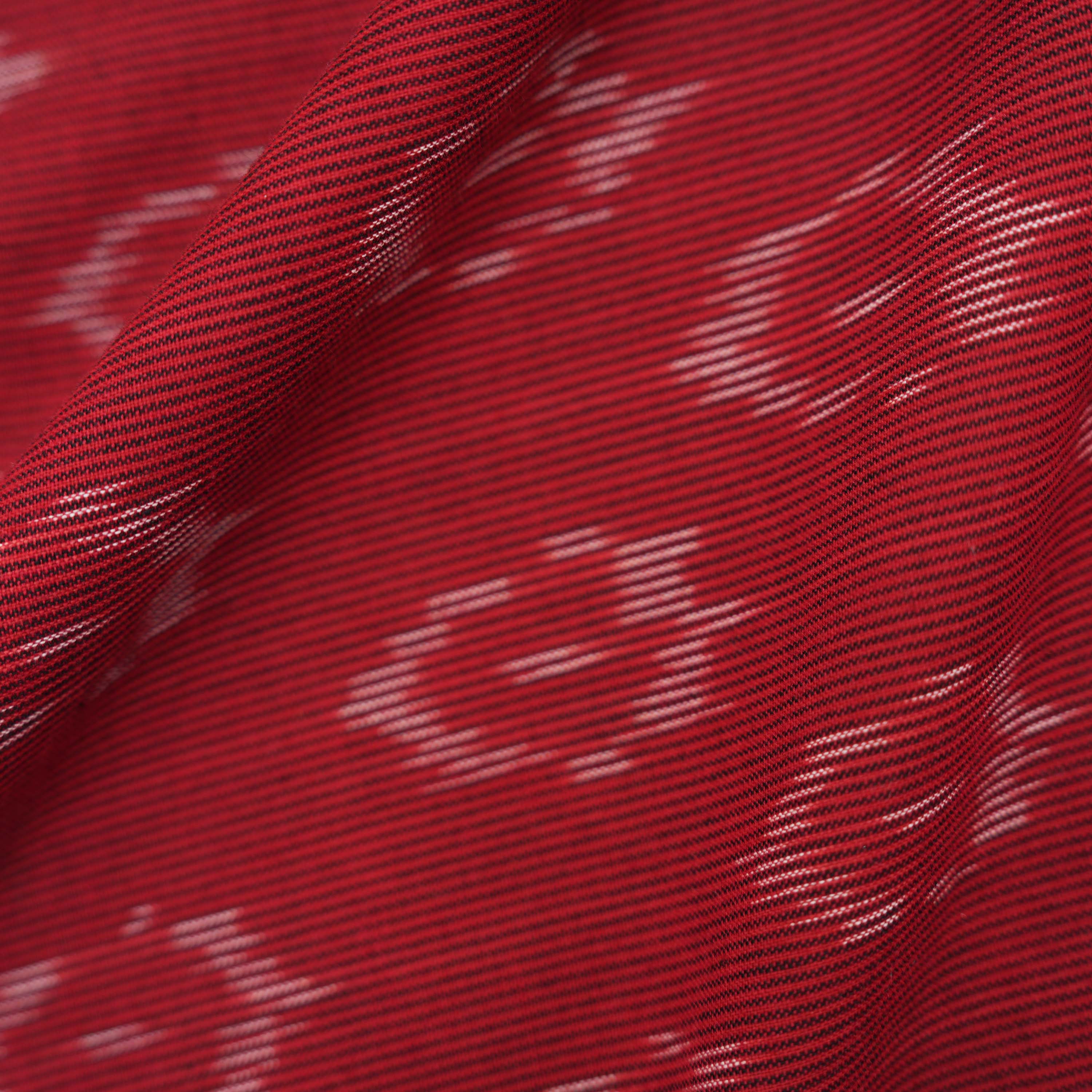 Red Brown Ikkat Diamond Pattern Cotton Fabric