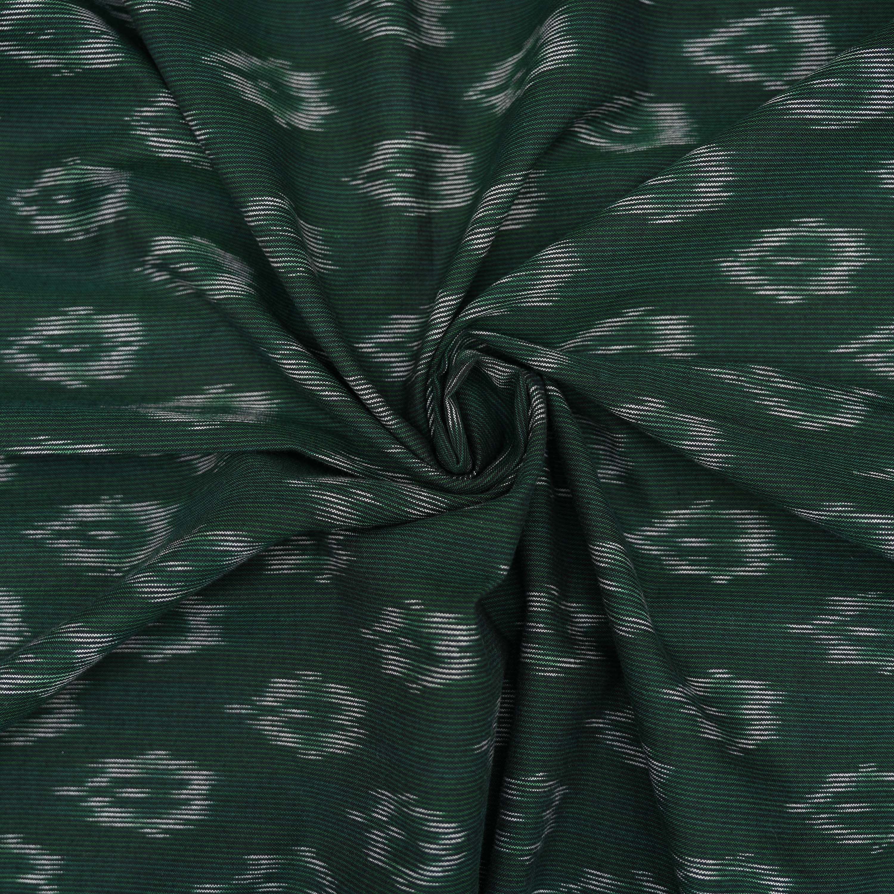 Jungle Green Ikkat Floral Pattern Cotton Fabric