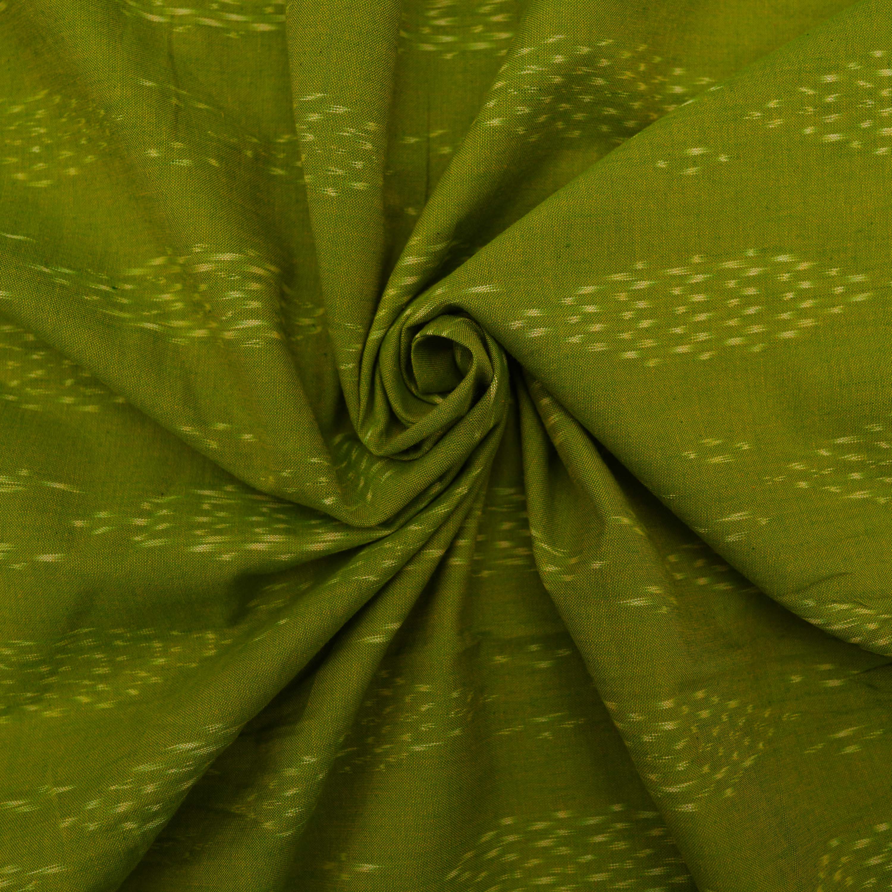 Dark Olive Ikat Pattern Cotton Fabric