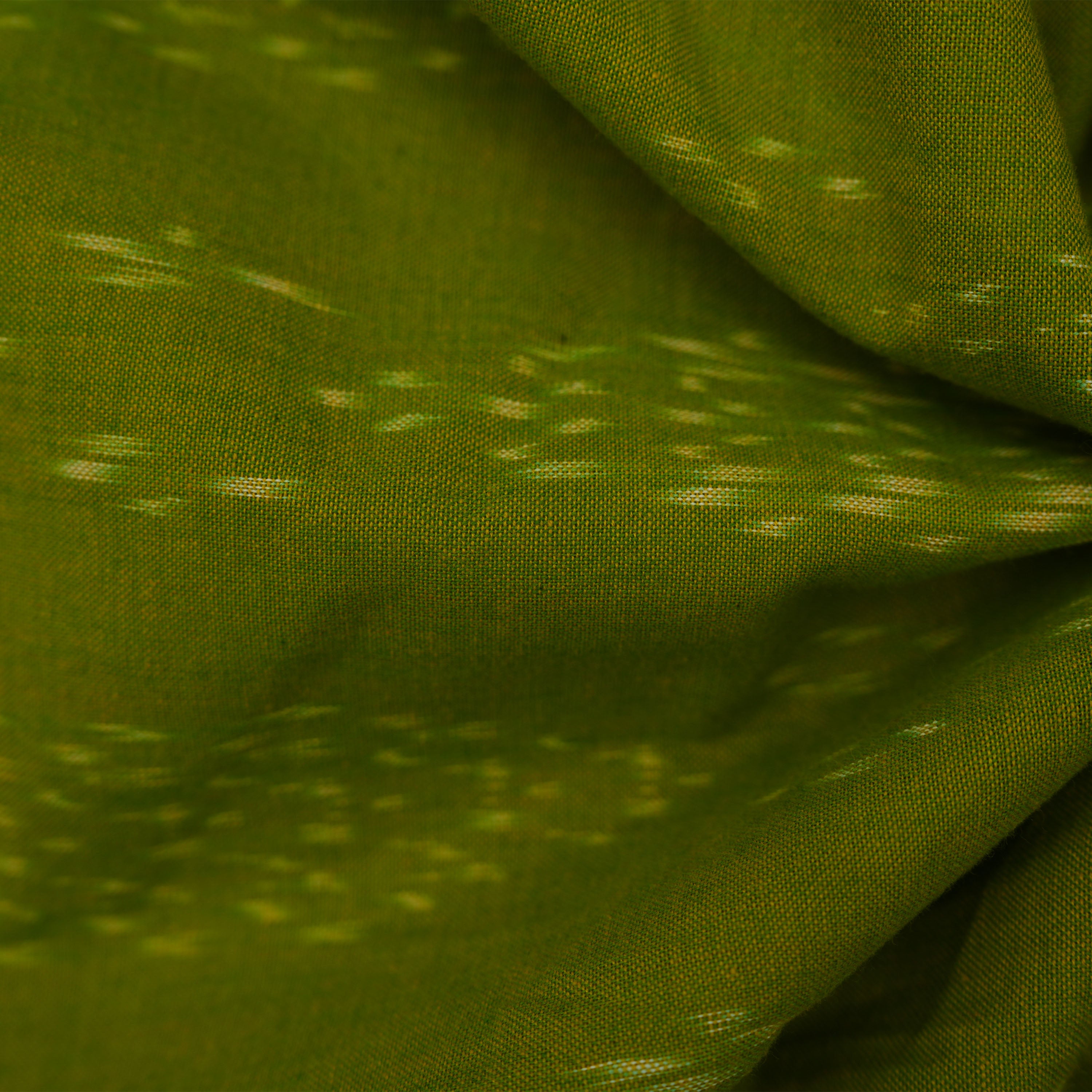 Dark Olive Ikat Pattern Cotton Fabric