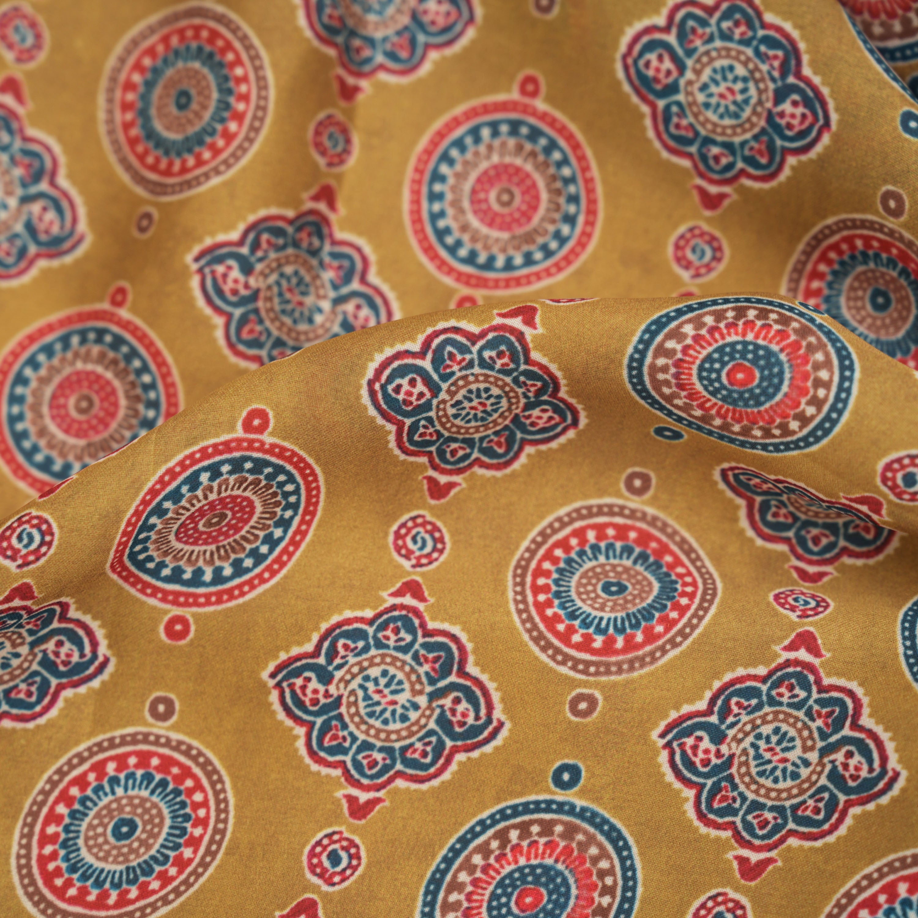 Driftwood Brown Floral Printed Silk Fabric