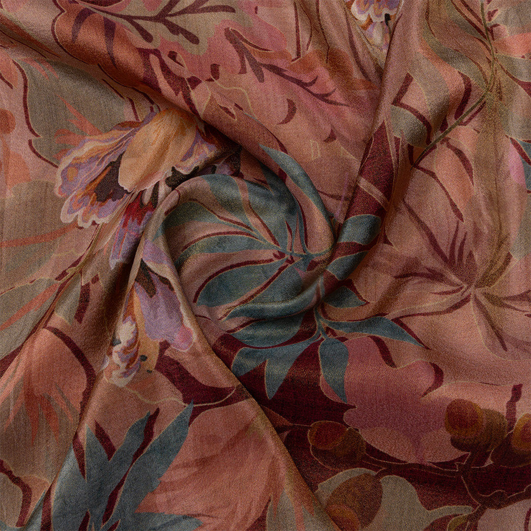Dusty Pink Digital Printed Floral Tissue Fabric