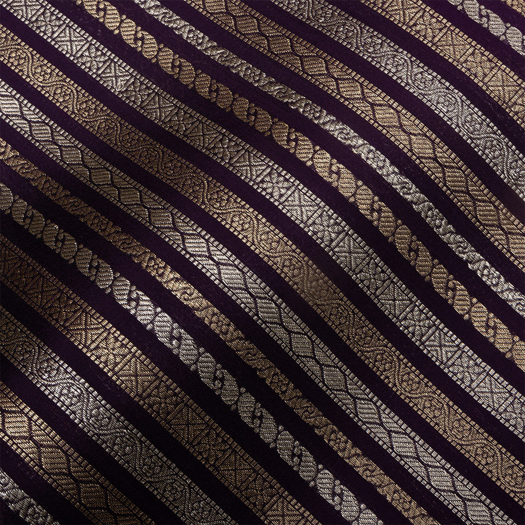 Deep Purple Dual Zari Jamawar Silk Fabric