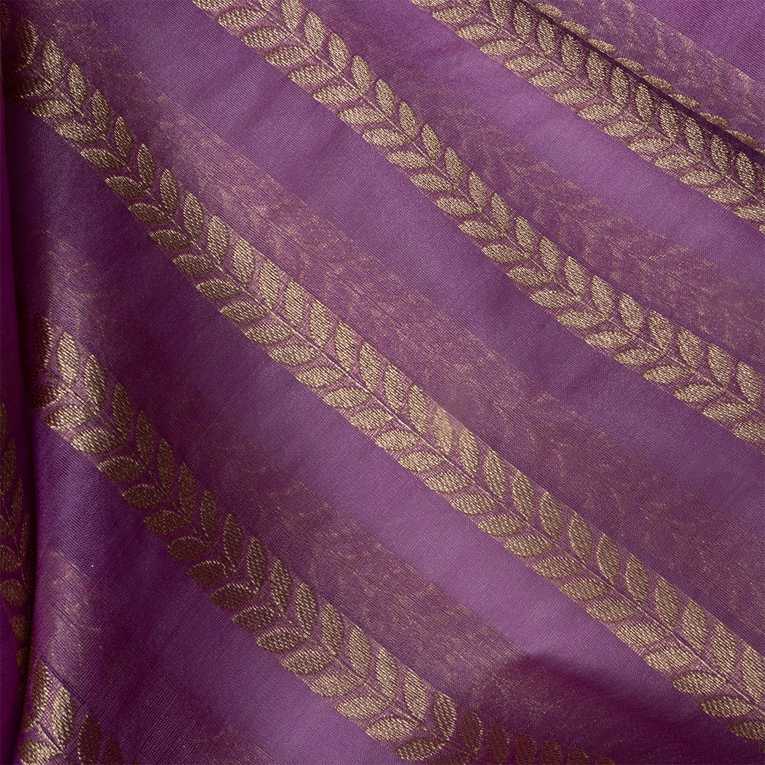 Purple Zari Stripes Jamawar Organza Fabric