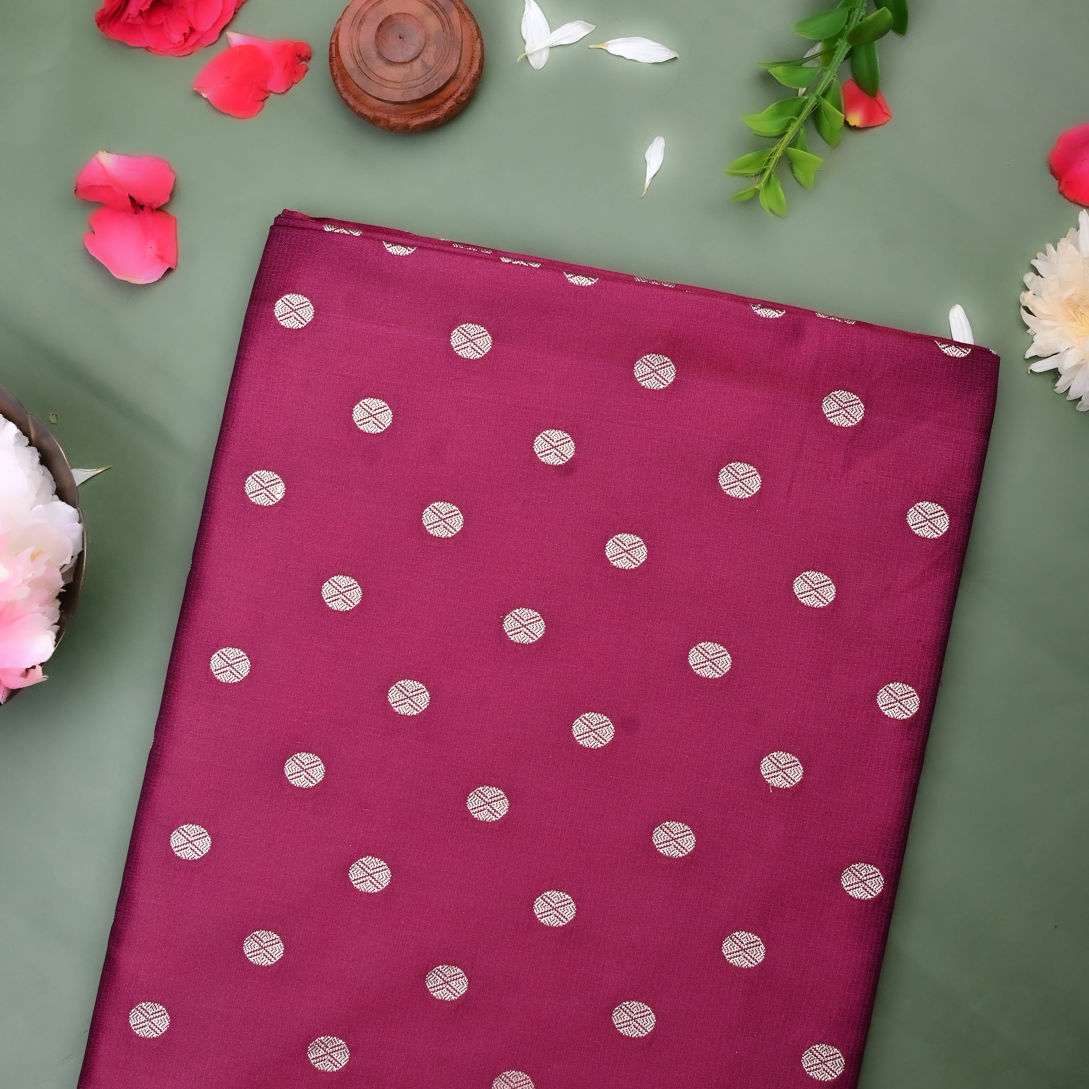 Burgundy Banarasi Soft Silk Fabric