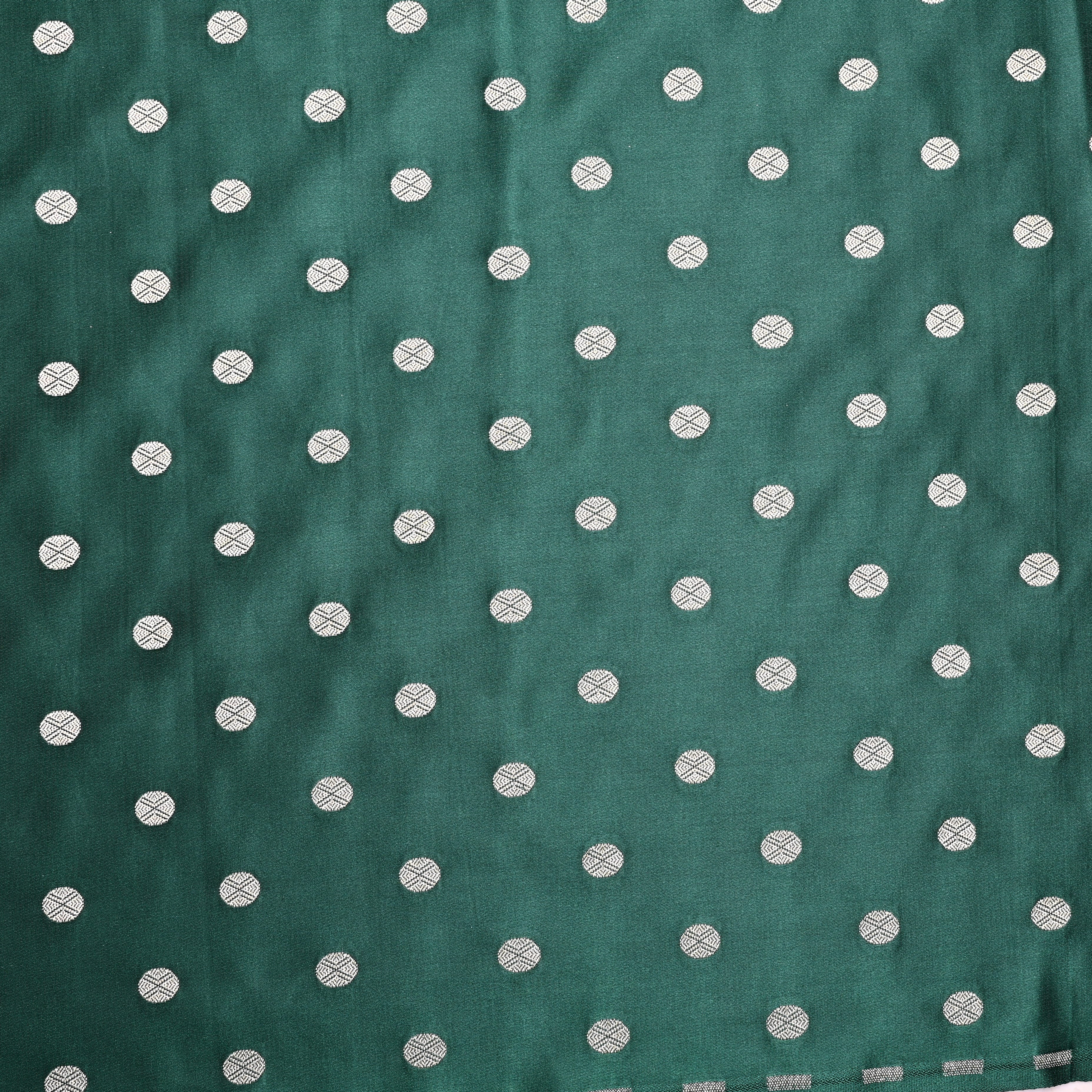 Bottle Green Banaras Soft Silk Fabric
