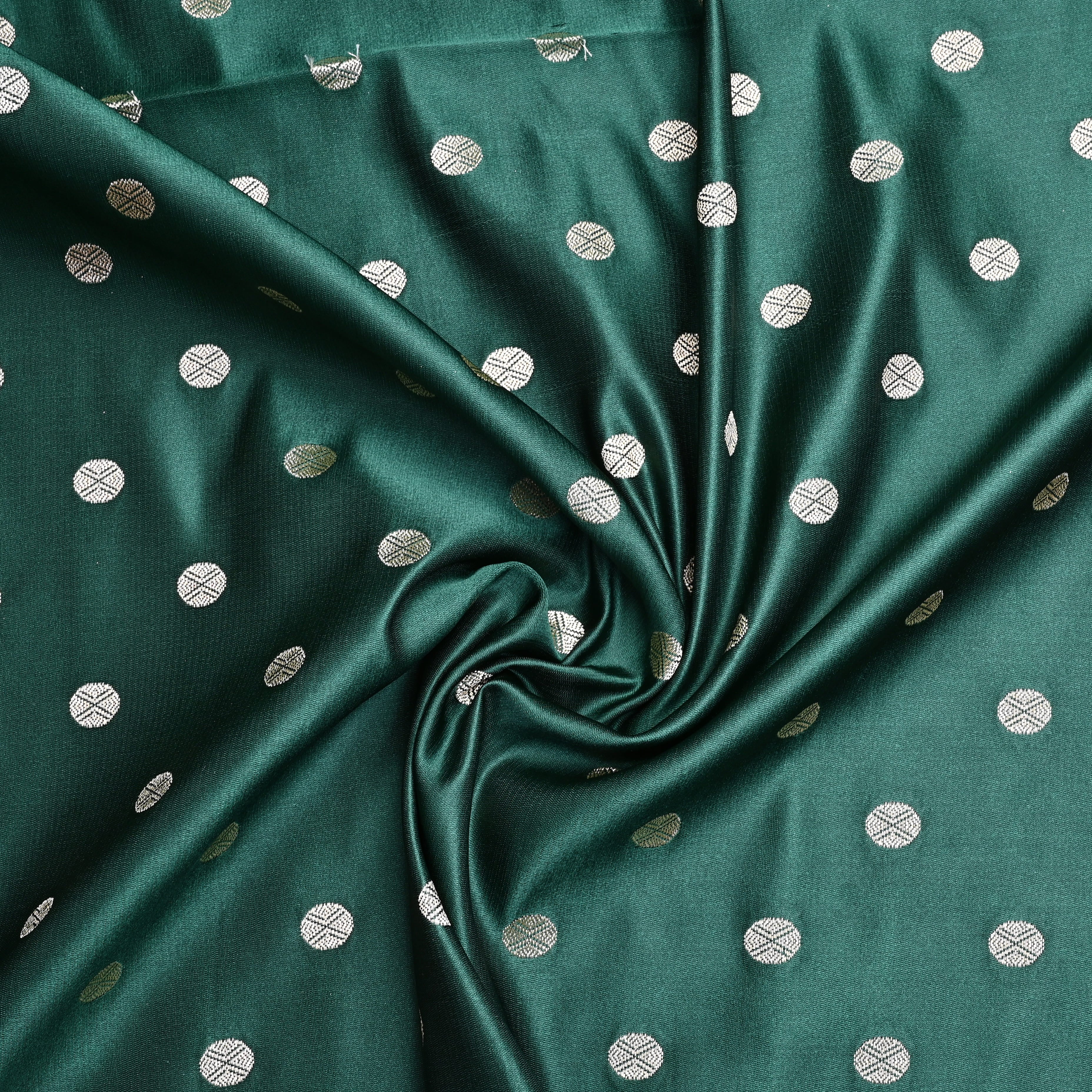 Bottle Green Banaras Soft Silk Fabric