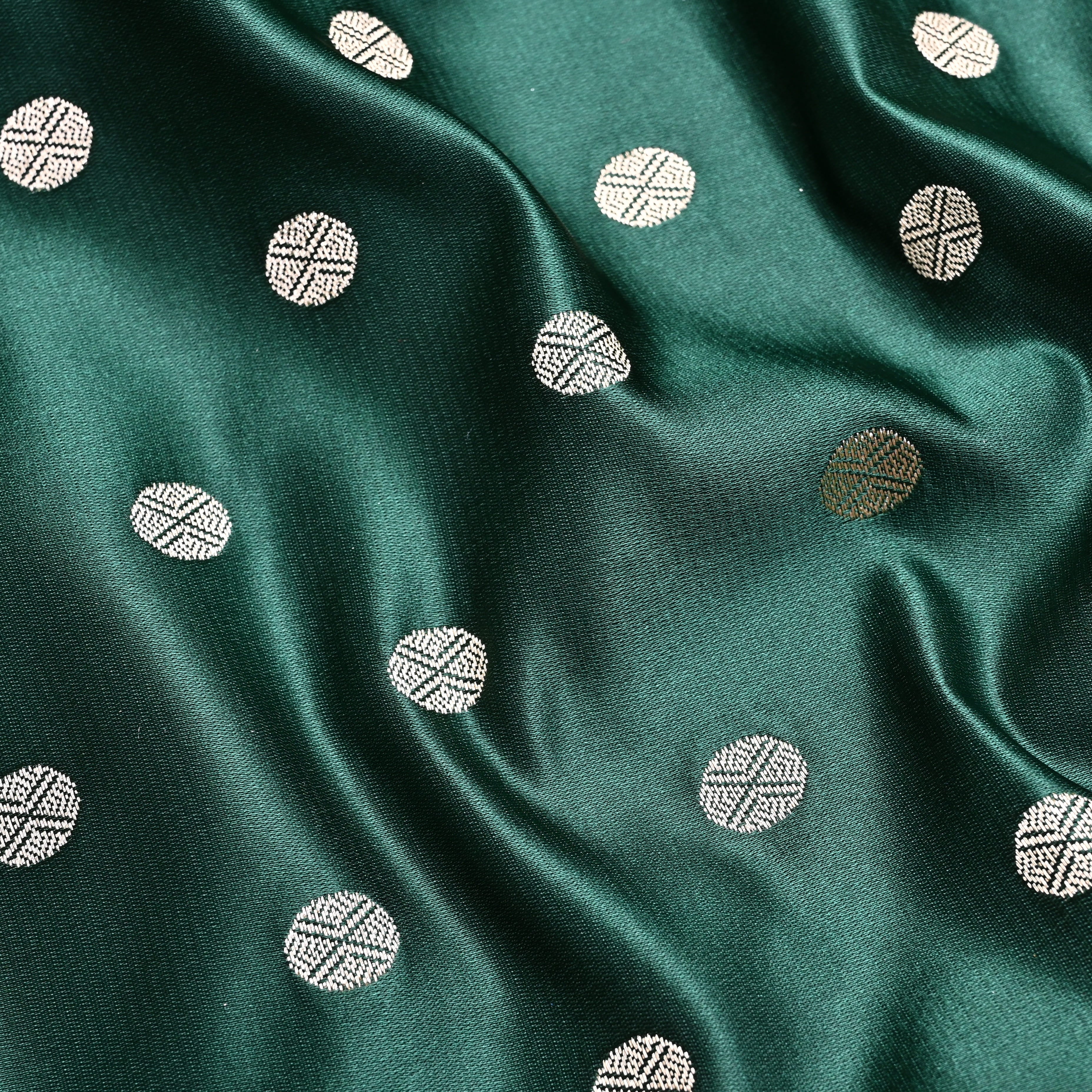 Bottle Green Banarasi Soft Silk Fabric