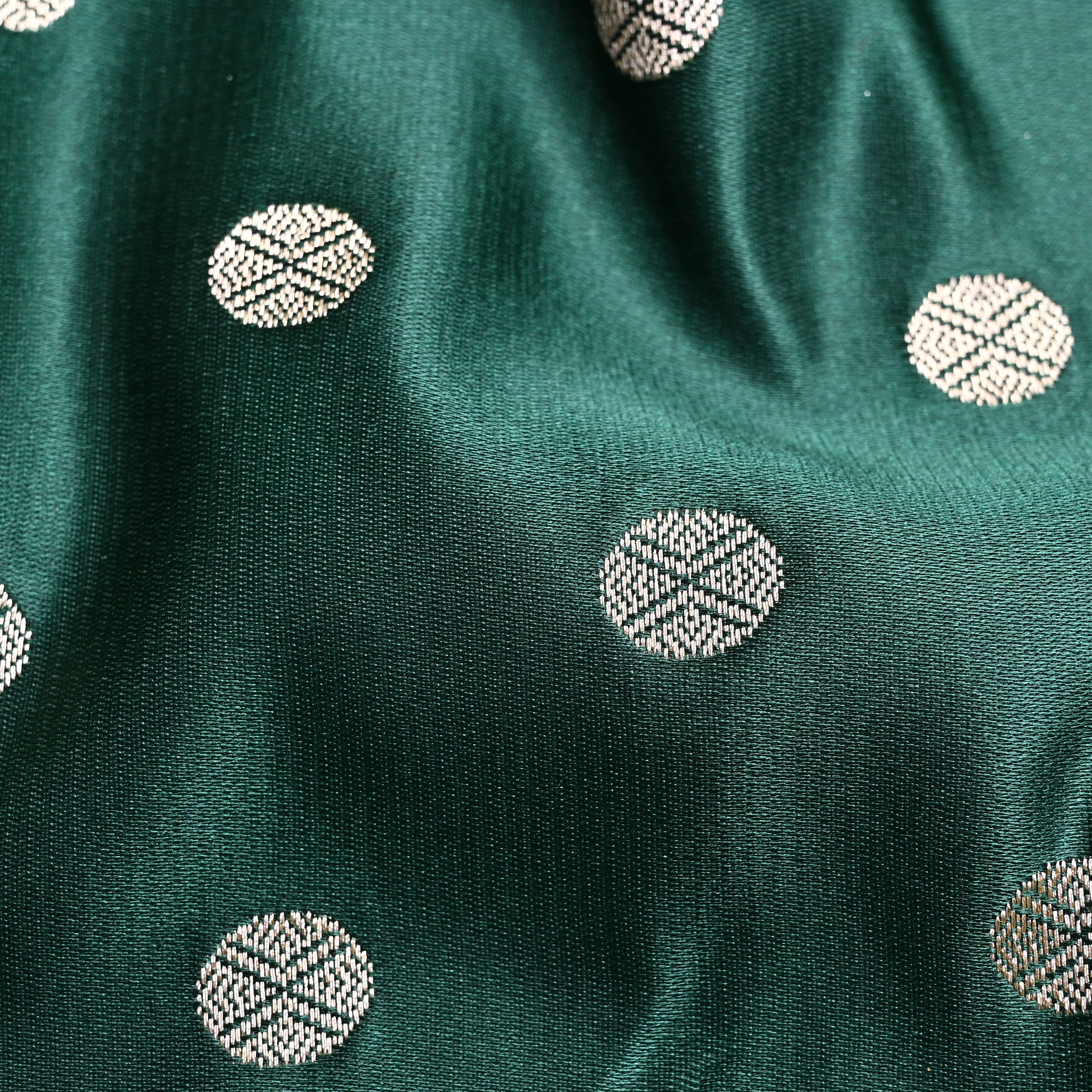 Bottle Green Banarasi Soft Silk Fabric