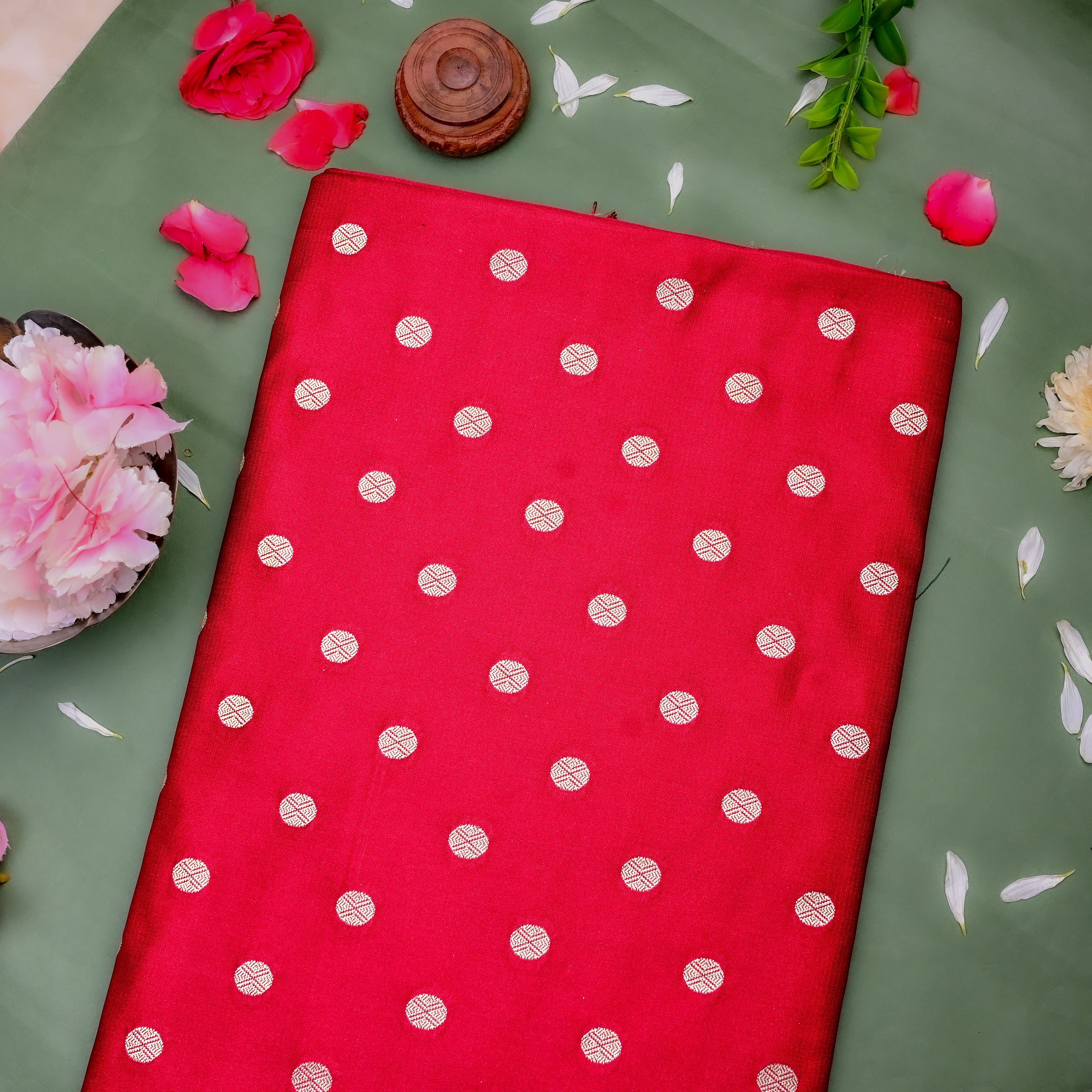 Blood Red Banaras Soft Silk Fabric