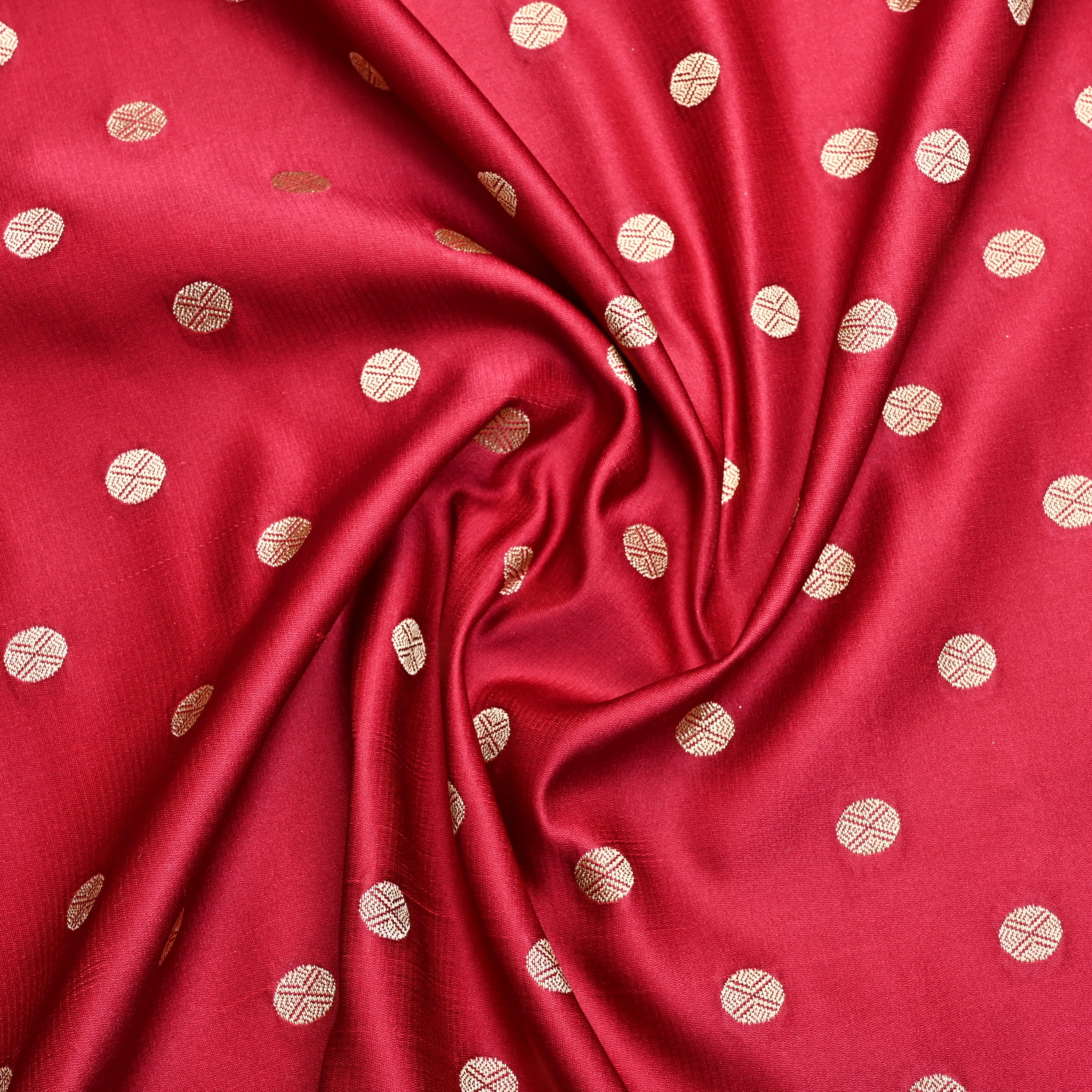Blood Red Banarasi Soft Silk Fabric