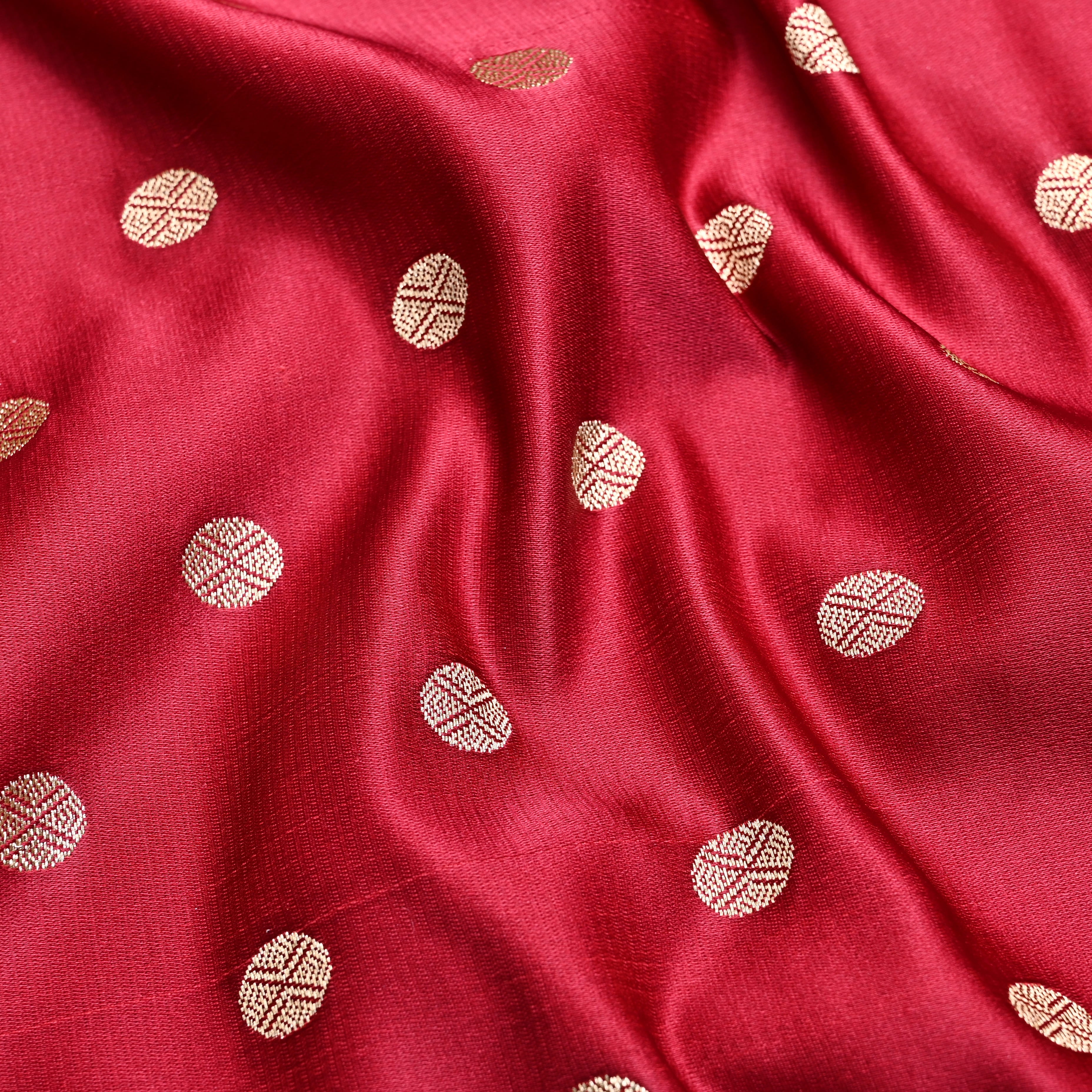 Blood Red Banaras Soft Silk Fabric