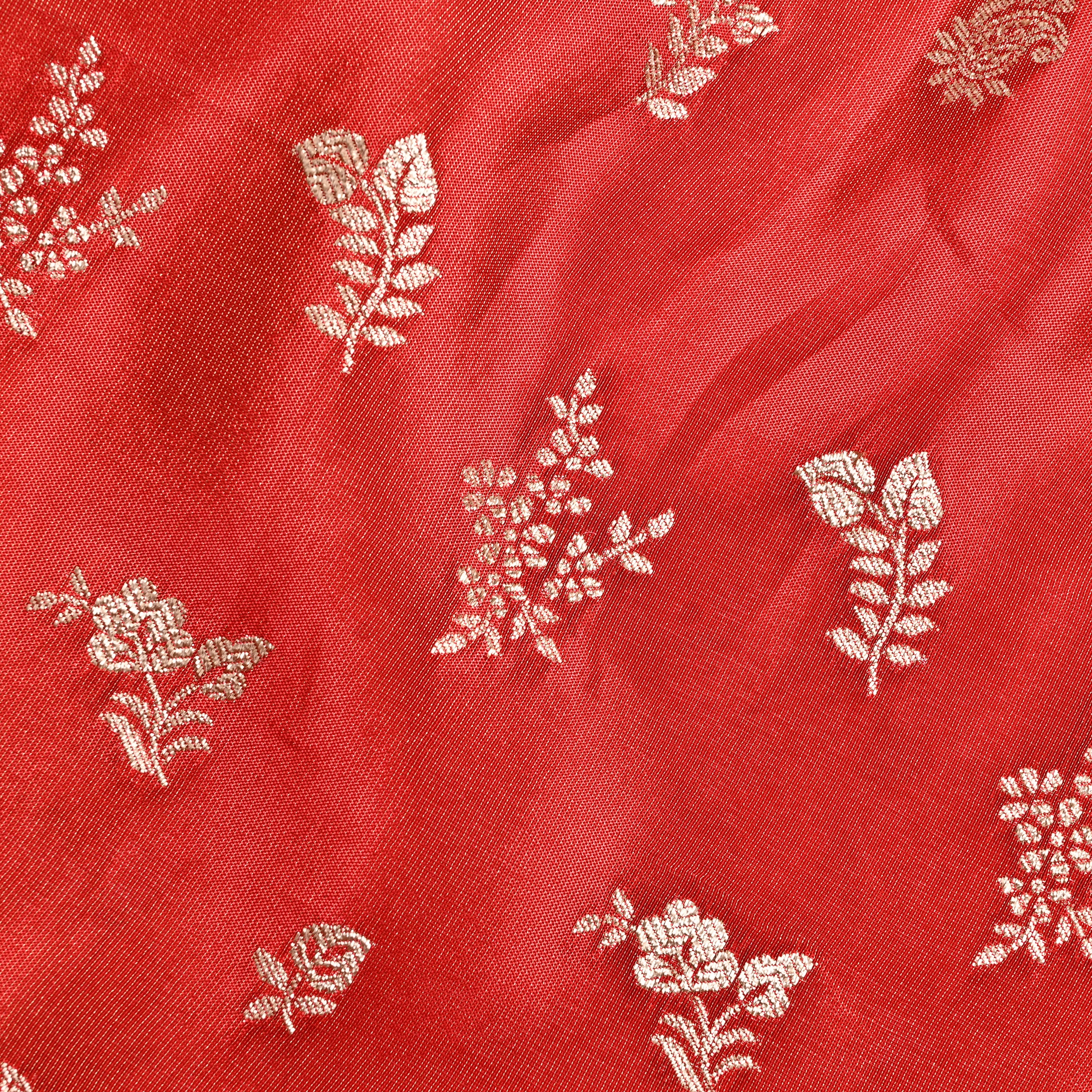 Orange Jamawar Tissue Fabric With Designer Border