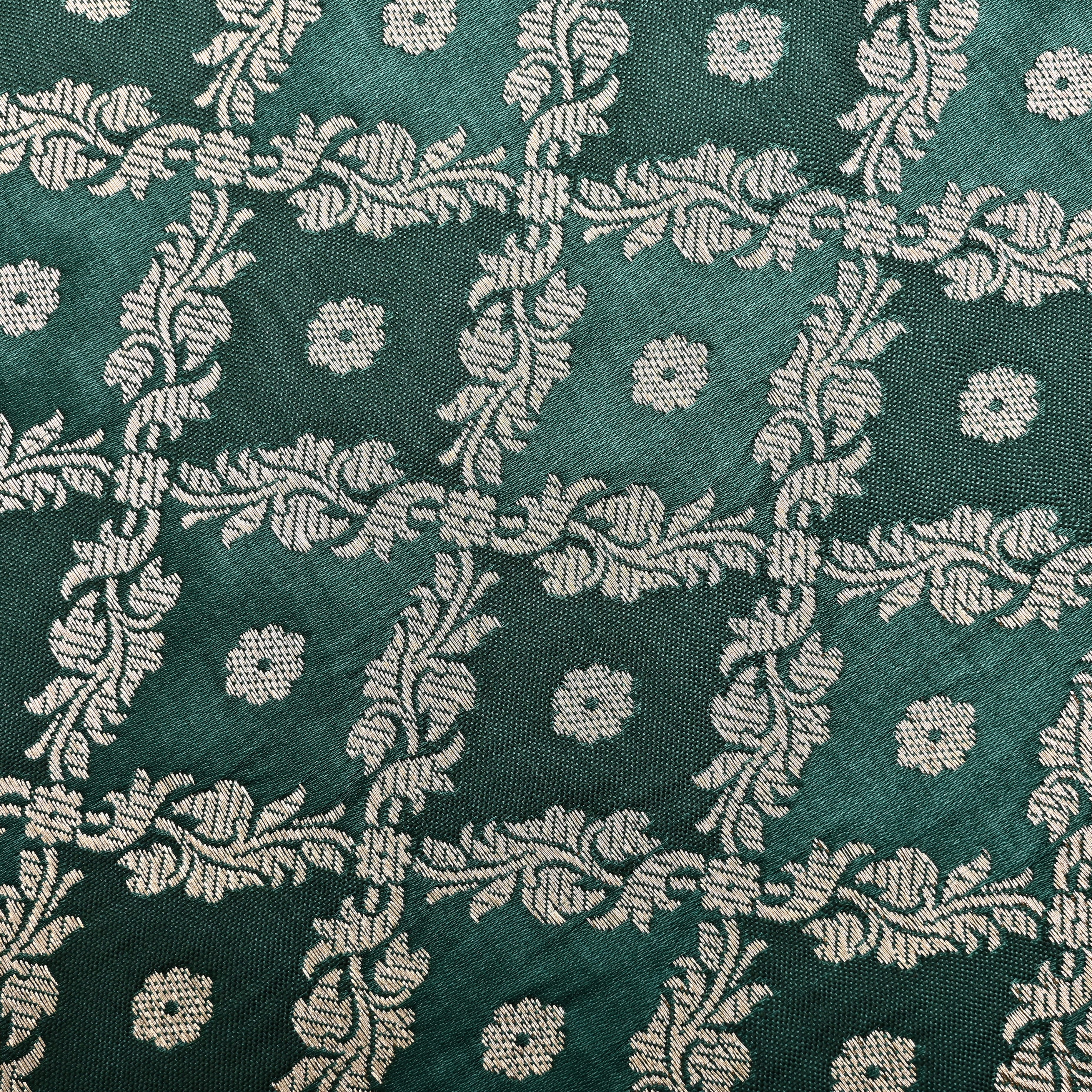 Dual Shade Of Green Banaras Fabric With Checks Pattern