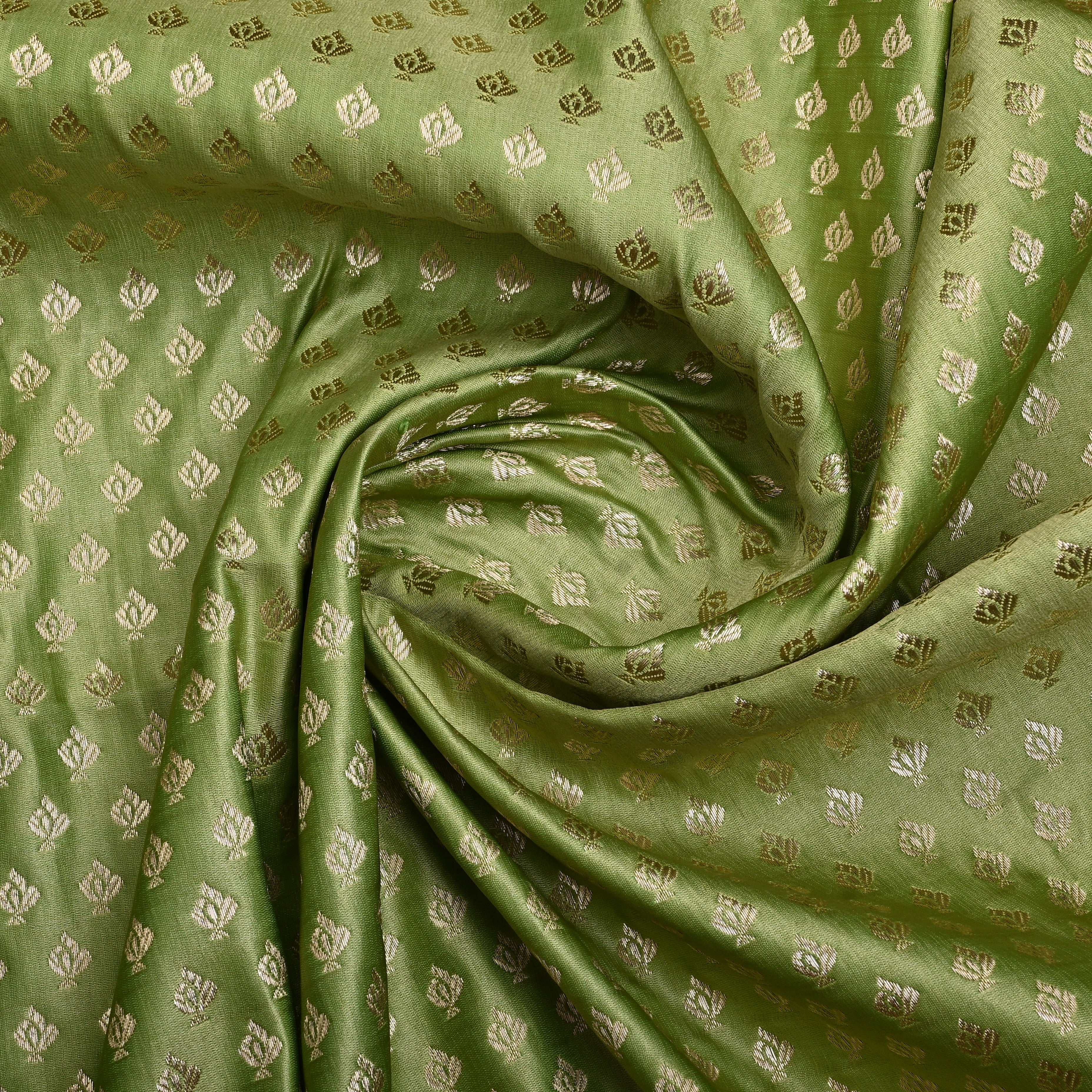 Pista Green Banaras Fabric With Butti'S