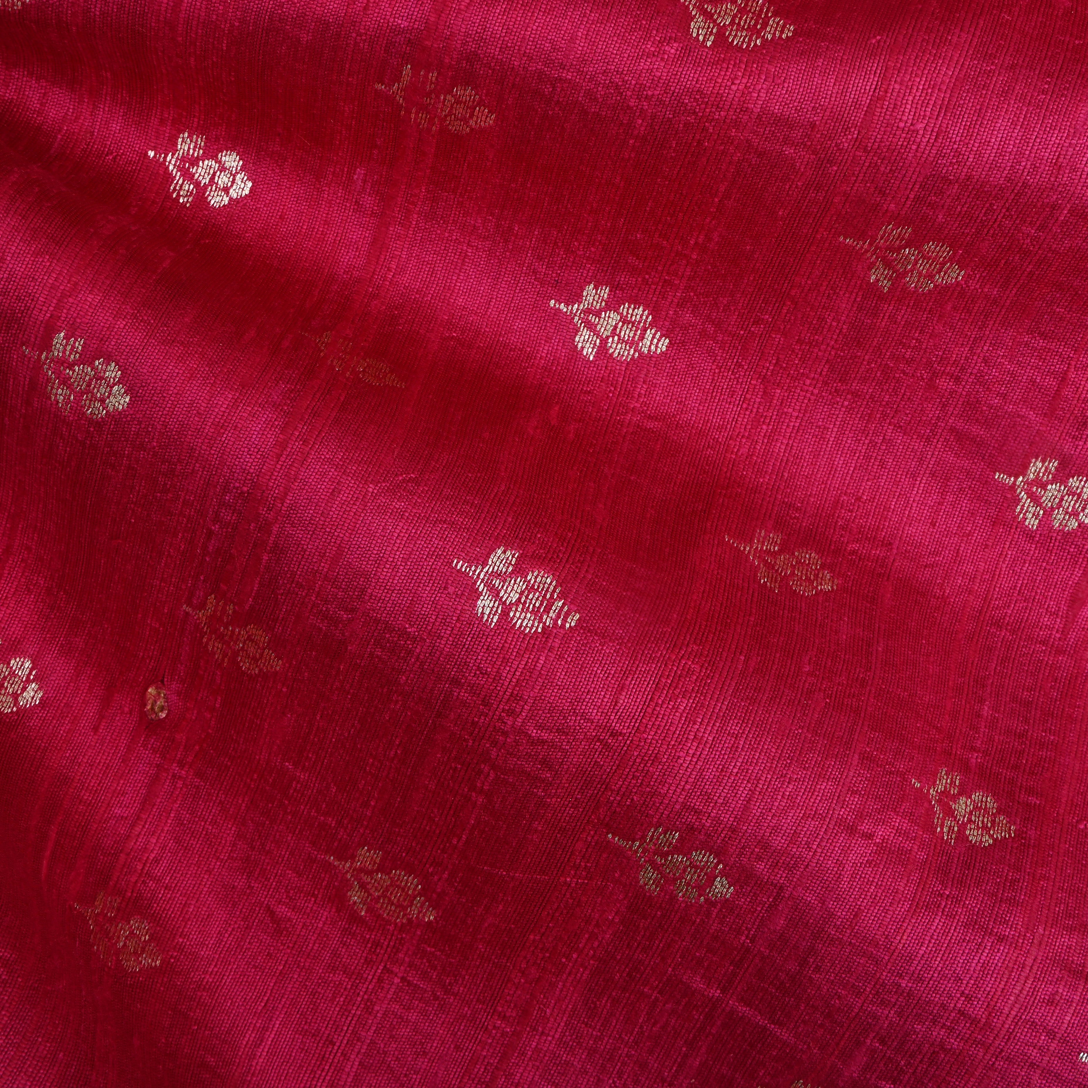 Royal Pink Floral Zari Dupion Silk Fabric