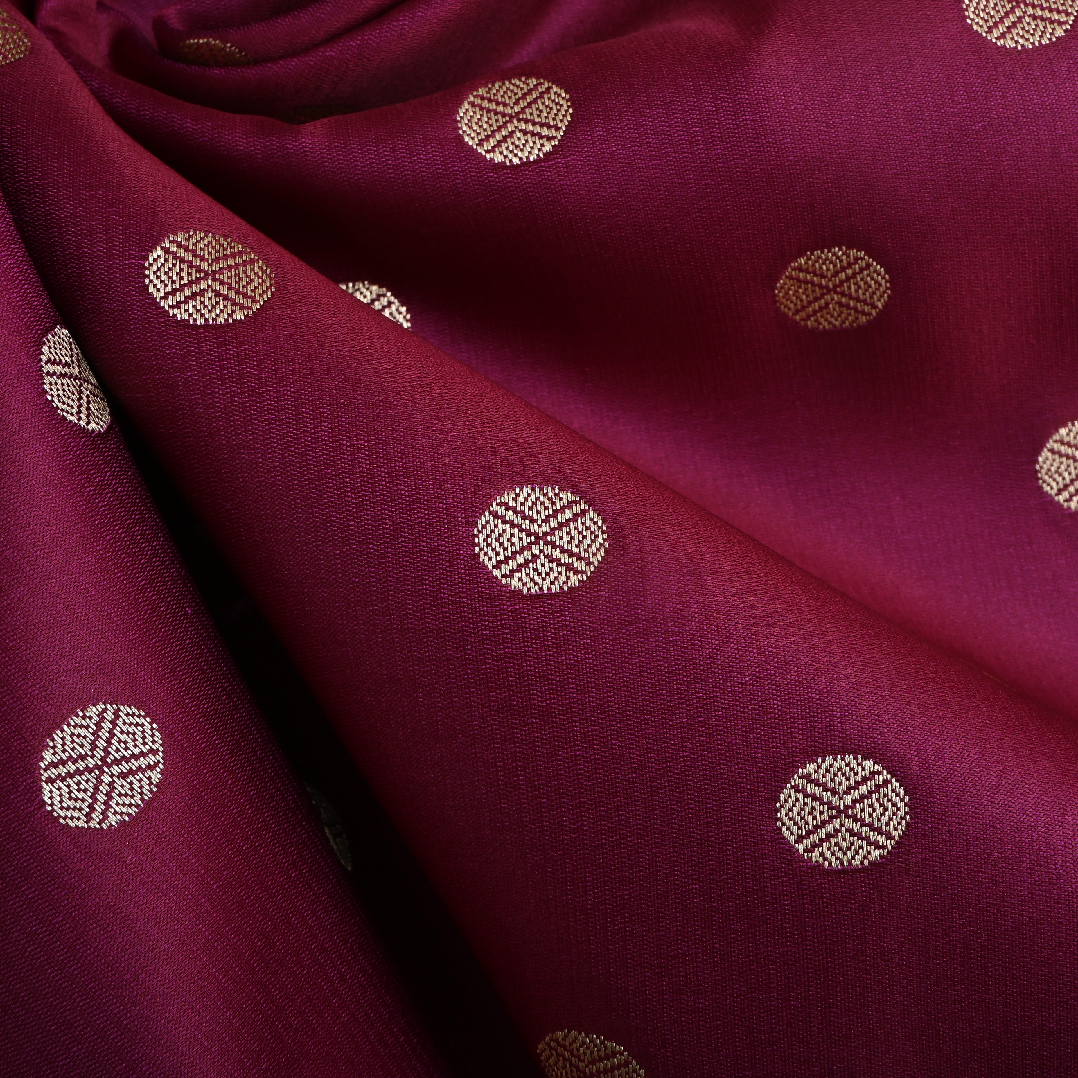 Berry Purple Silver Zari Butti Silk Fabric