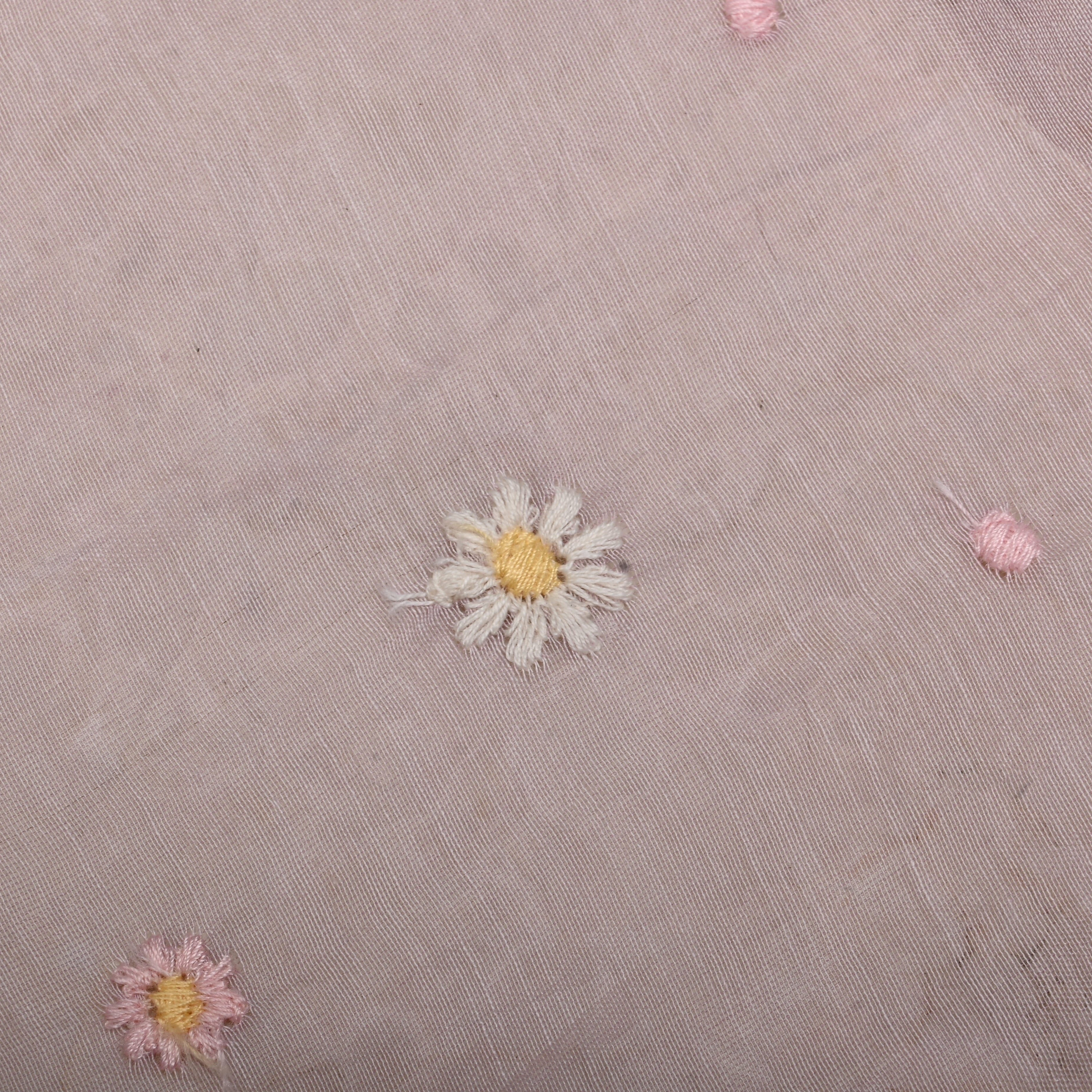 Blush Pink Chanderi Fabric With Embroidery Butti'S