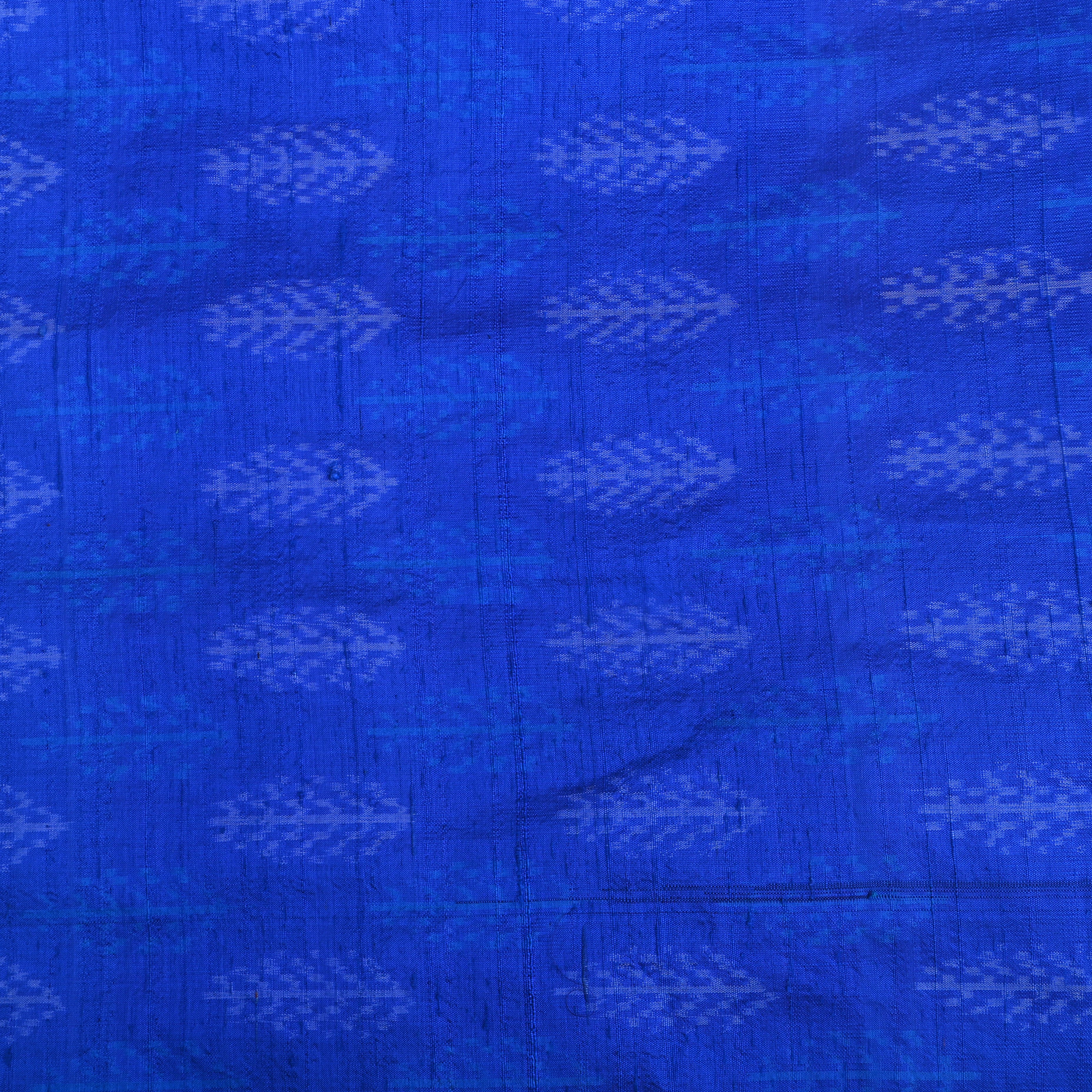 Azure Blue Floral Dupion Silk Fabric