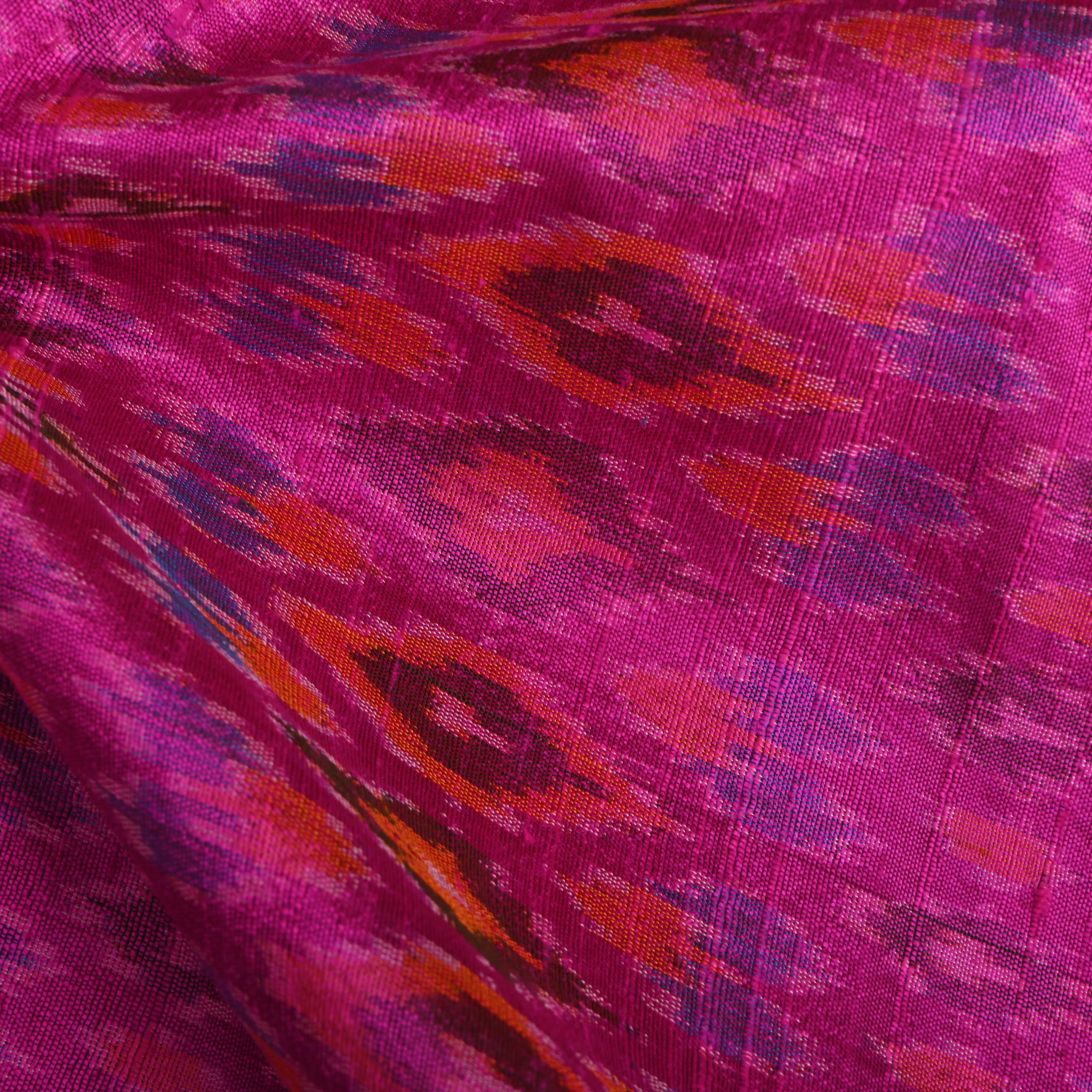 Pink Ikat Dupion Silk Fabric