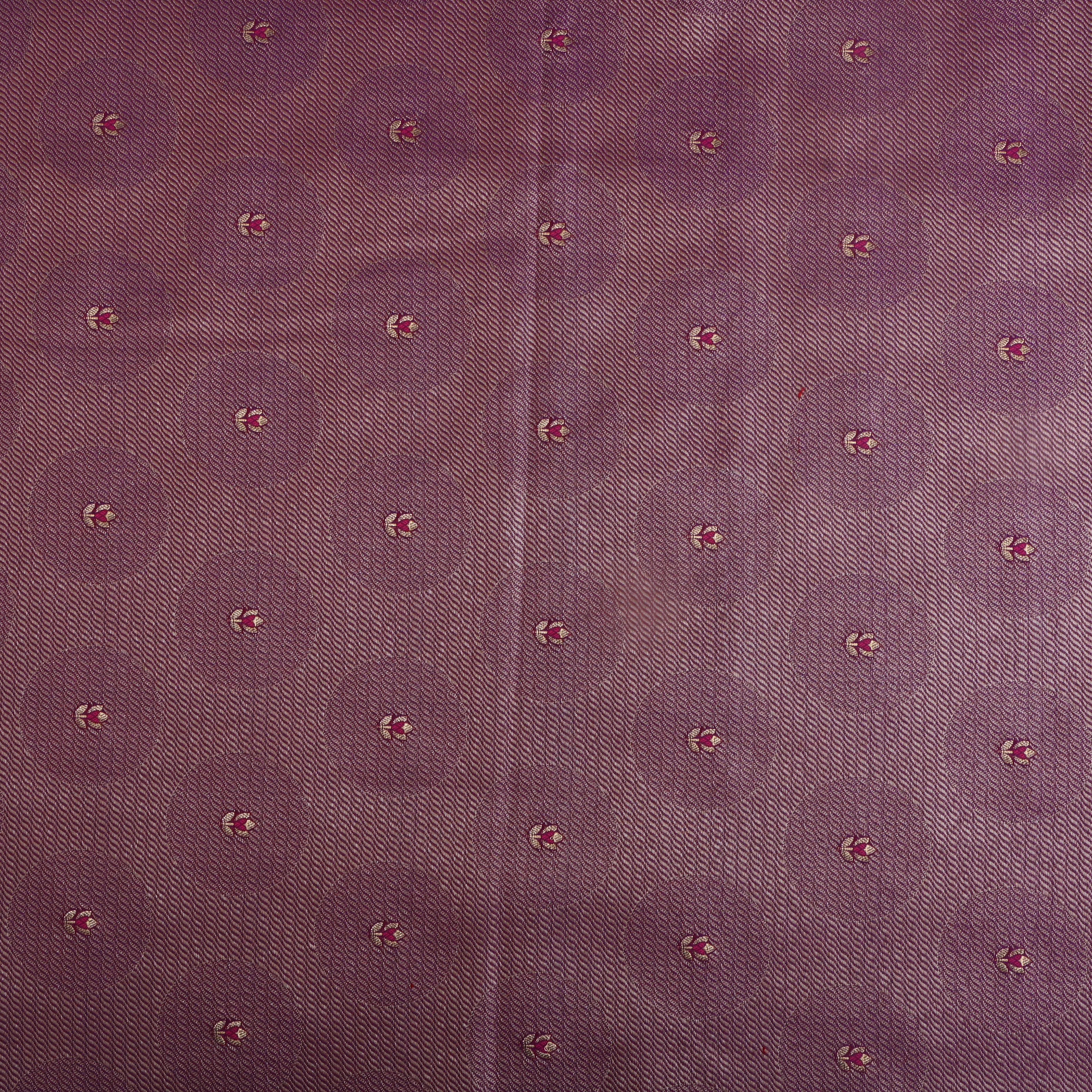 Mauve Purple Floral Zari Silk Fabric